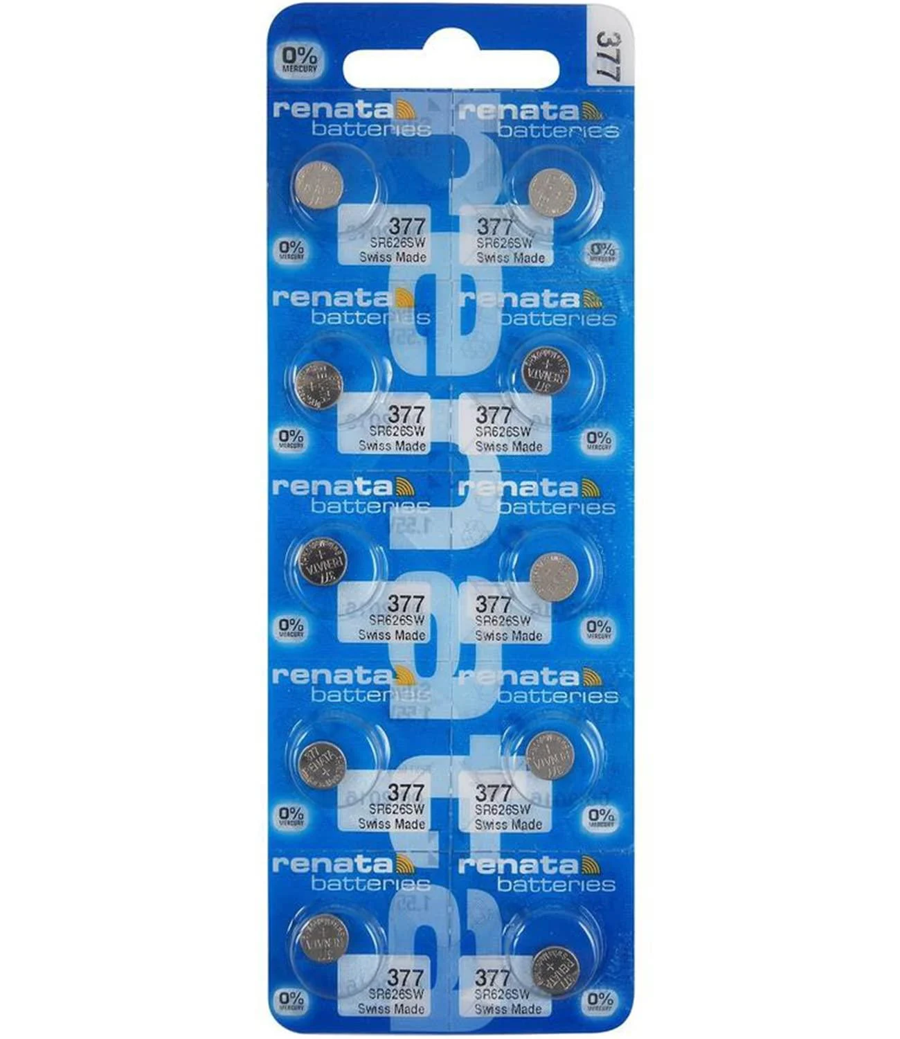 Renata 377 SR626SW Batteries - 1.55V Silver Oxide 377 Watch Battery (10 Count)
