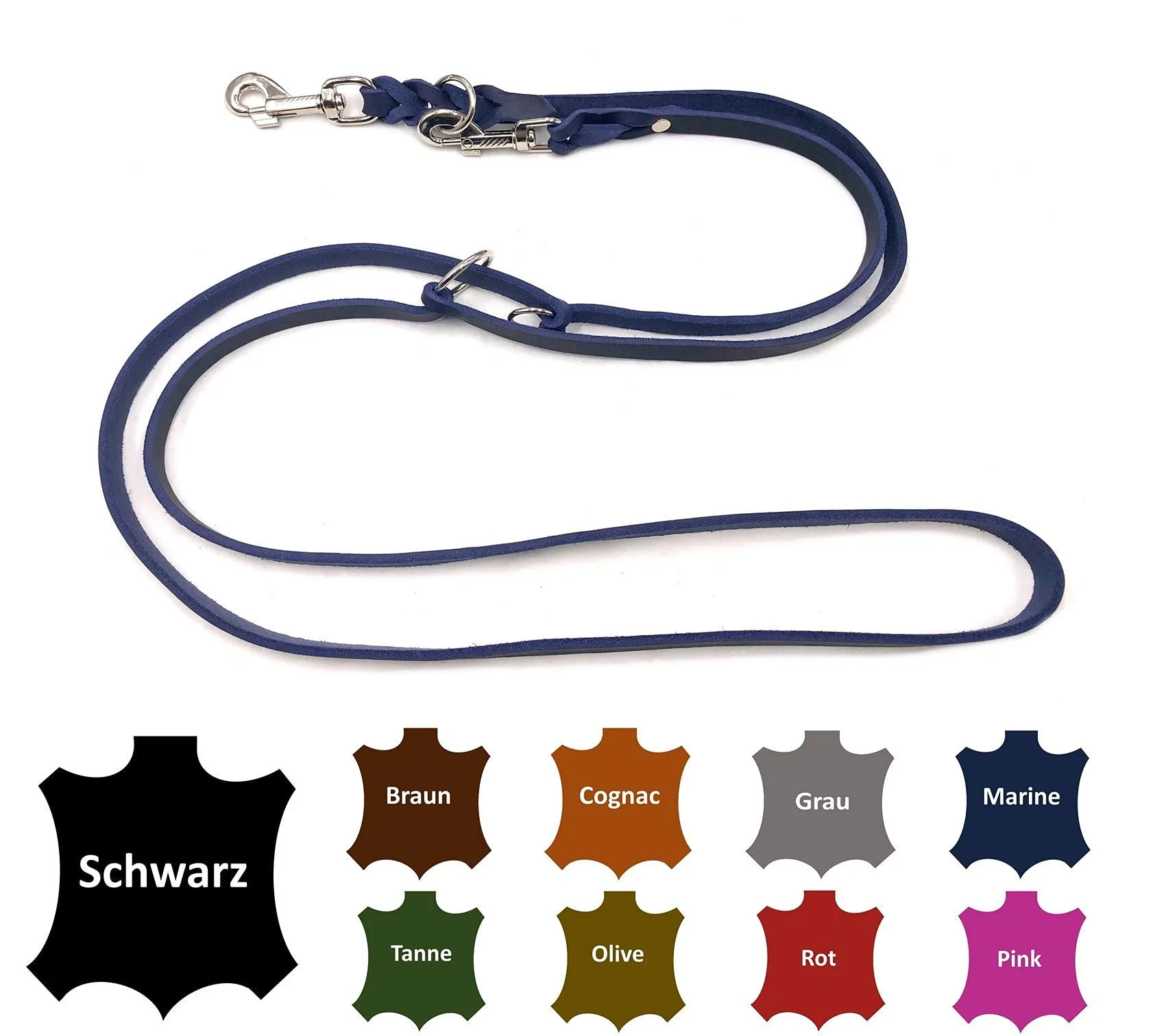 Dog liner Small dogs / large dogs 2m / 2.40m / 2.80m / 3.50m / 5m Double linen adjustable (5m x 15mm navy blau) 5m x 15mm navy blau - elropet