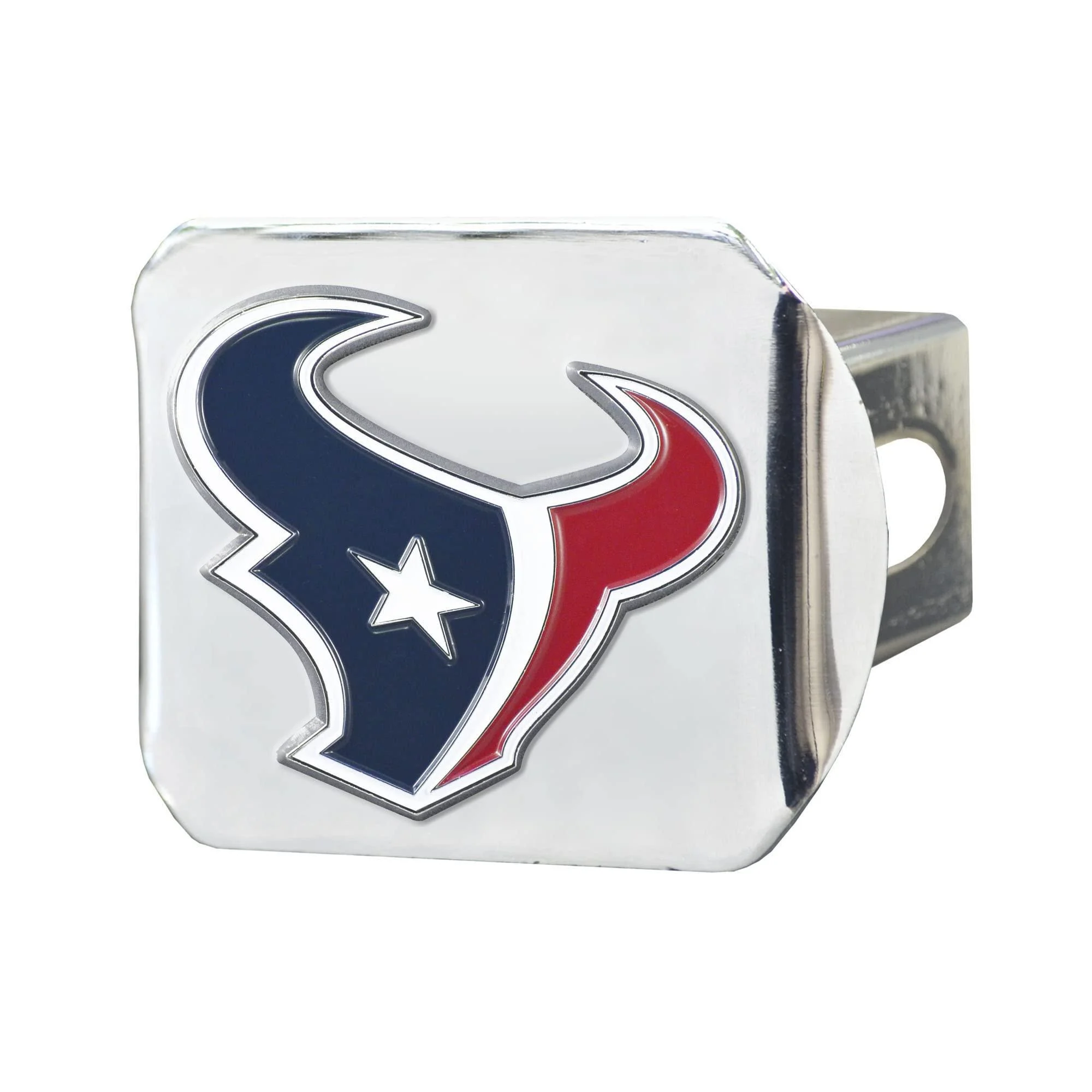 FANMATS - 22564 NFL Houston Texans Metal Hitch Cover, Chrome, 2" Square Type III Hitch Cover , Blue