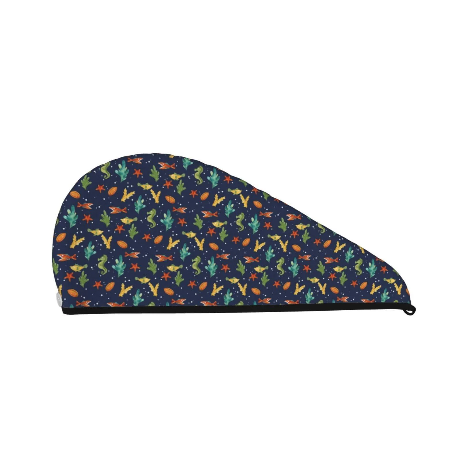Hair Towel Wrap Hair Drying Towel with Button Towel Turban Head Towel to Dry Hair Quickly (Shells and Seaweed) - Mosytuky
