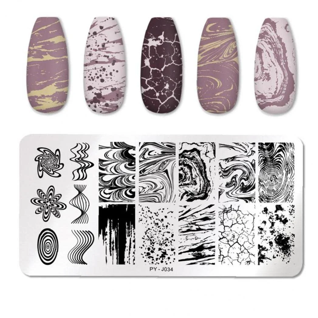 Tosssper Nail Art Stamping Platten Image template different forms of geometric patterns for manicure print diy nail design nail polish transfer tools - TOSSPER