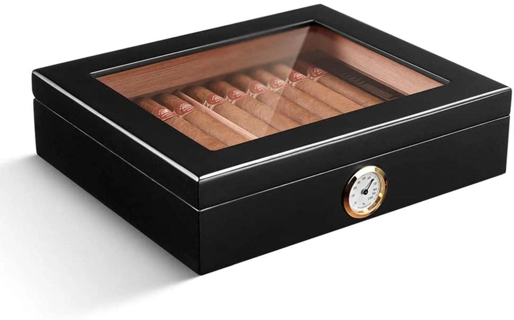 Portable Cedar Cigar Case Wood Travel Cigar Humidor Set with Humidifier and Hygrometer Decorative Box - HGIYA