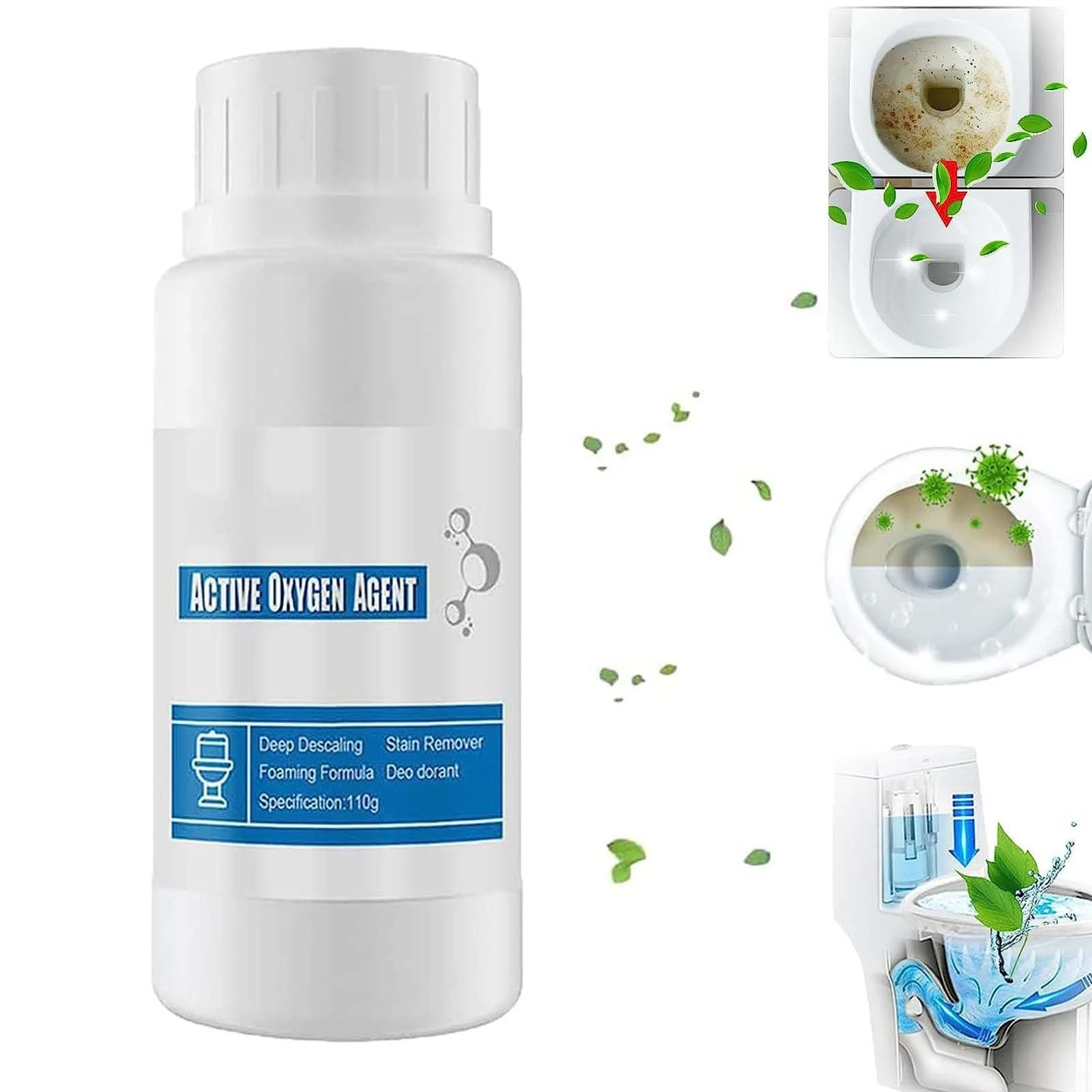 Splash Toilet Cleaner Toilet Active Oxygen Agent Cleaner Splash Toilet Cleaner Foam Powder As Seen on TV (1Pcs) - UIJKMN