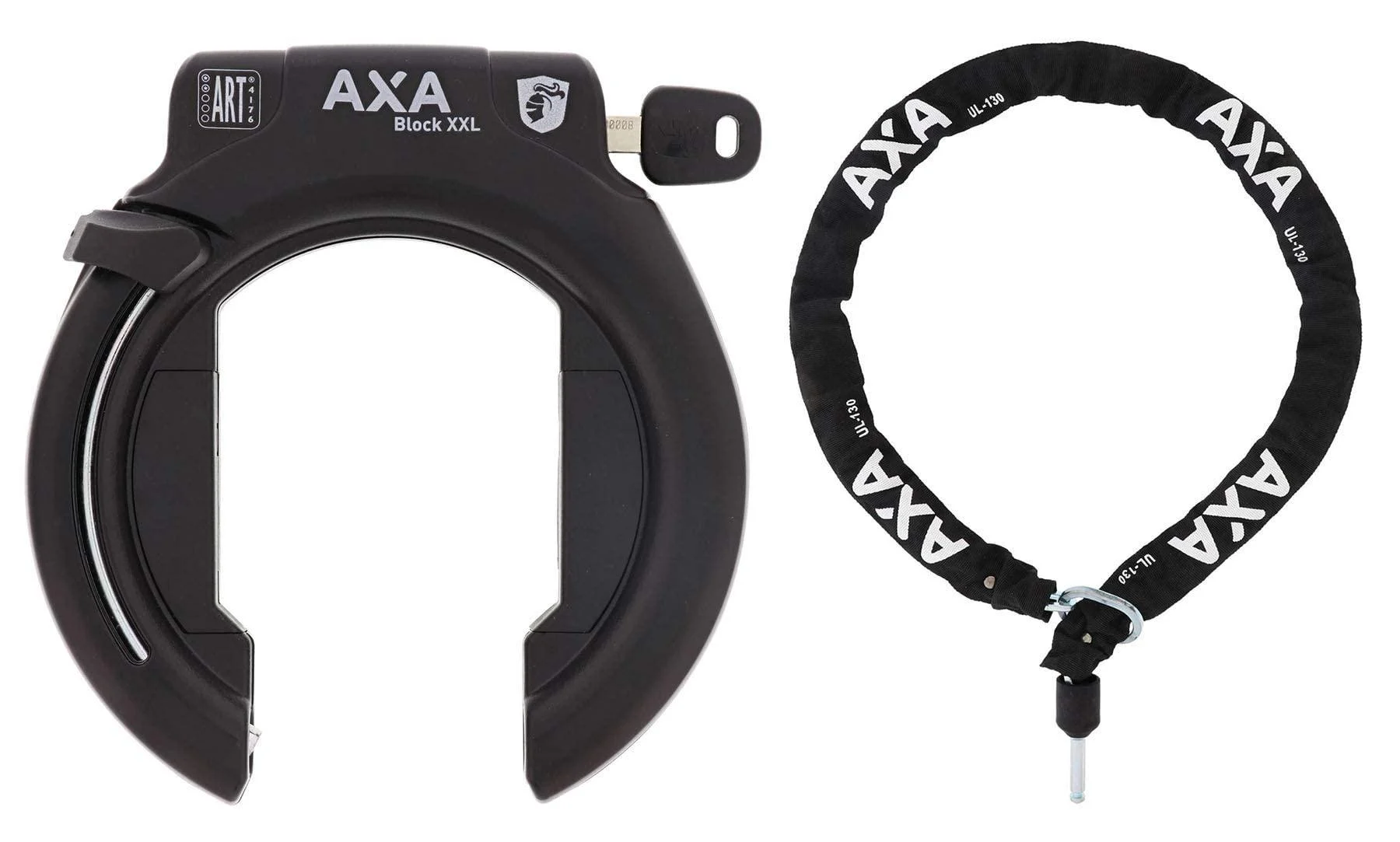 .AXA Block XXL bicycle ring lock frame lock black + ULC 130 plug-in chain