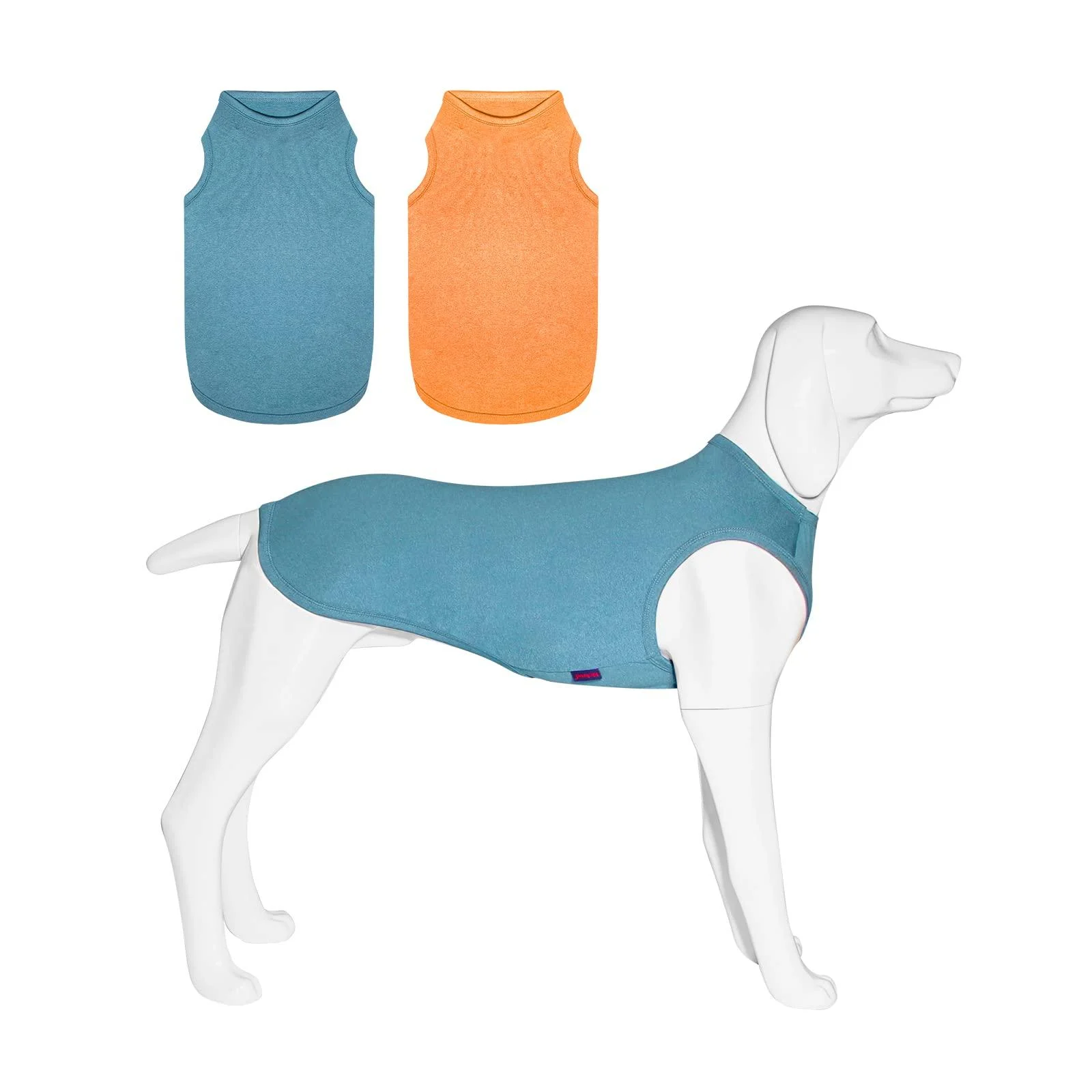 Kickred 2 pack dog shirts fast drying light dog t-shirts sleeveless vest breathable pet clothing tank top for large medium small dogs young girls (mint blue+orange yellow l) l mint blue+orange yellow