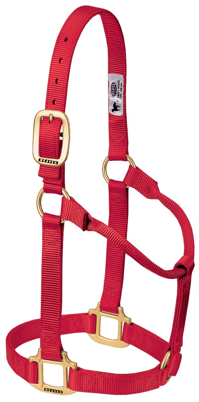 WEAVER Leather Non-adjustable Halter Red/Outing Solid (Getaway Solids) Weanling/Pony