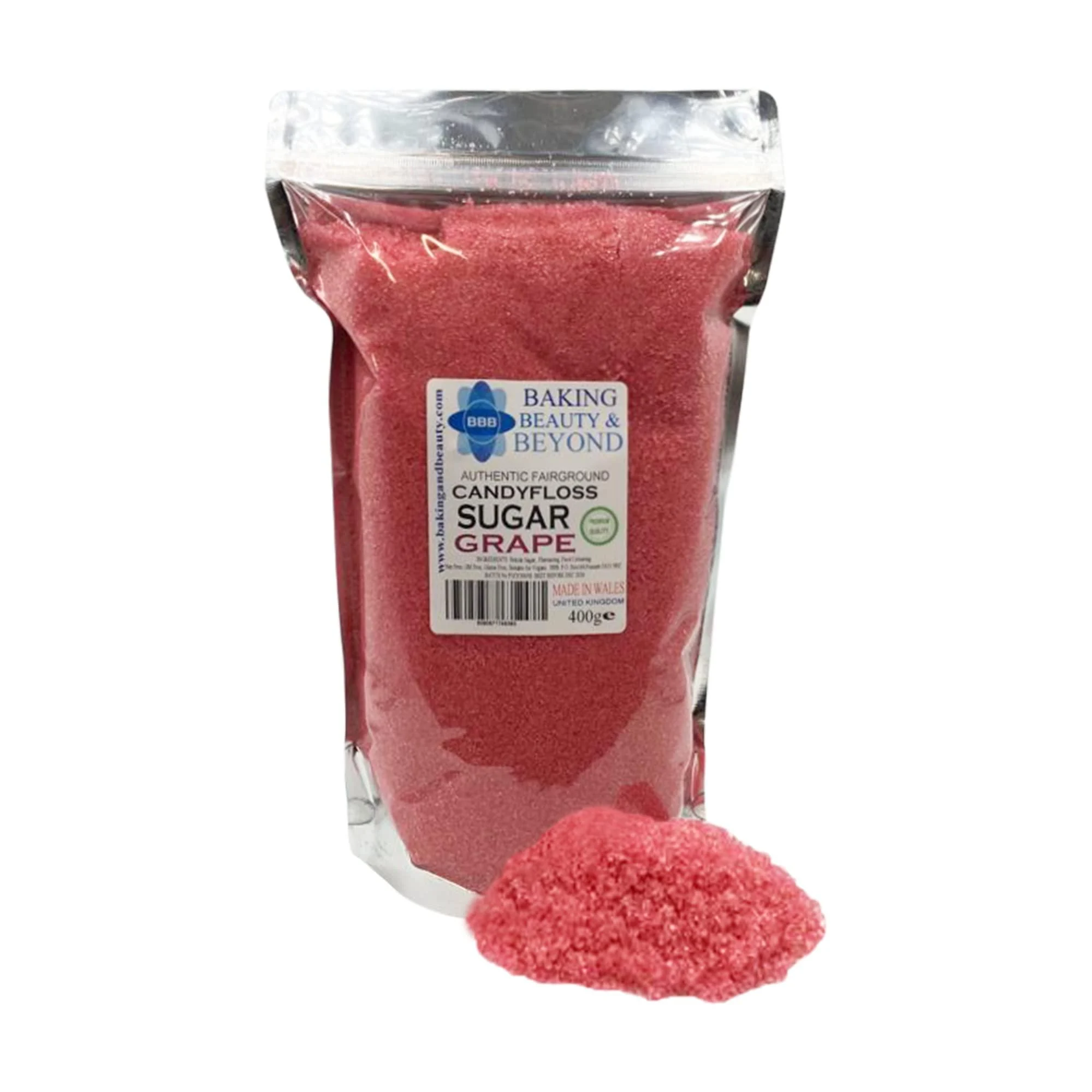 Baking Beauty & Beyond Premium Floss Sugar for Cotton Candy - Cotton Candy Flossing Sugar with Natural Ingredients Perfect for Every Occasion Bulk Floss Sugar 400g - Grape Flavour