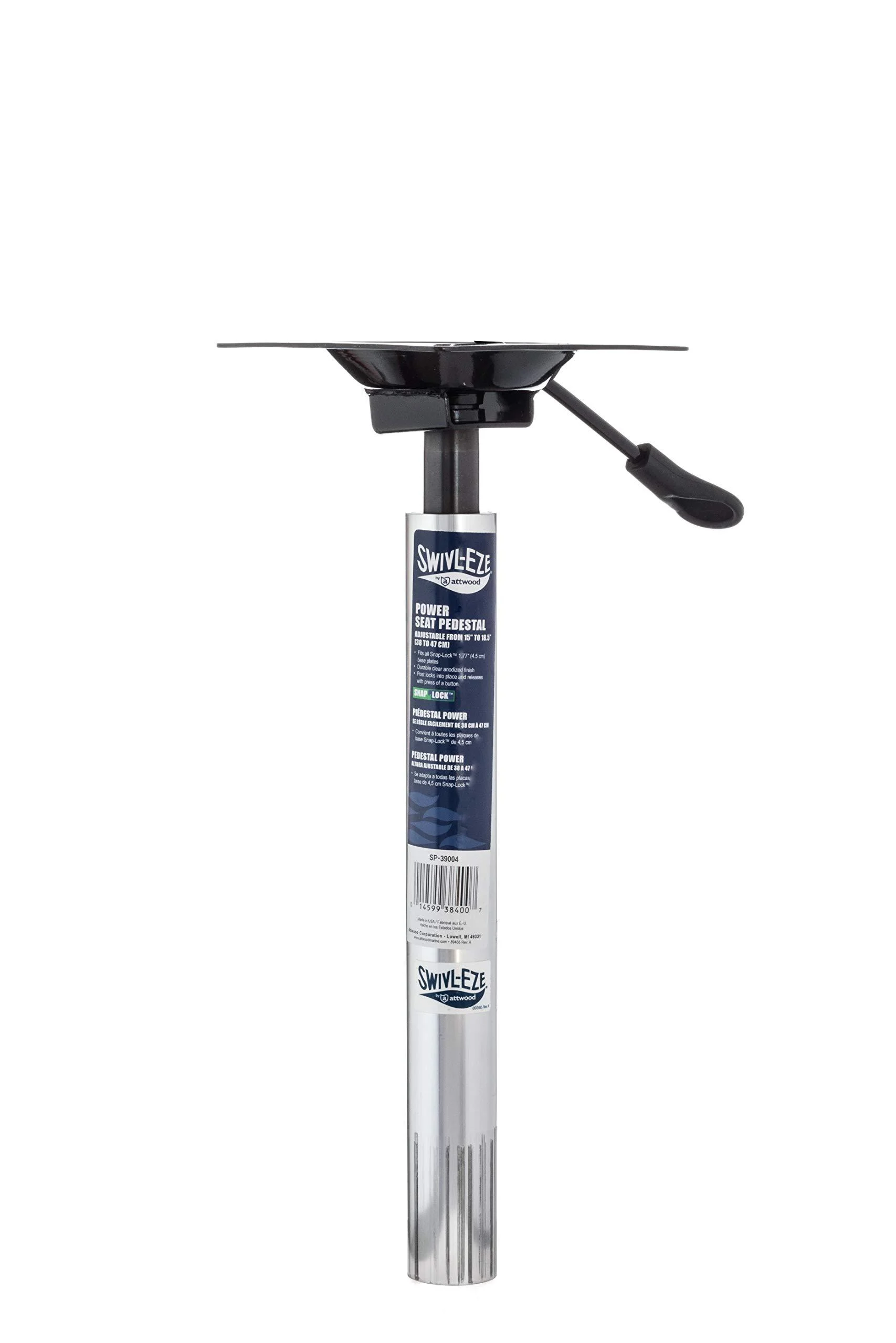 Swivl-Eze 39004 Swivl-Eze 1.77 Series Adjustable Aluminum Snap-Lock Seat Pedestal 16-20"