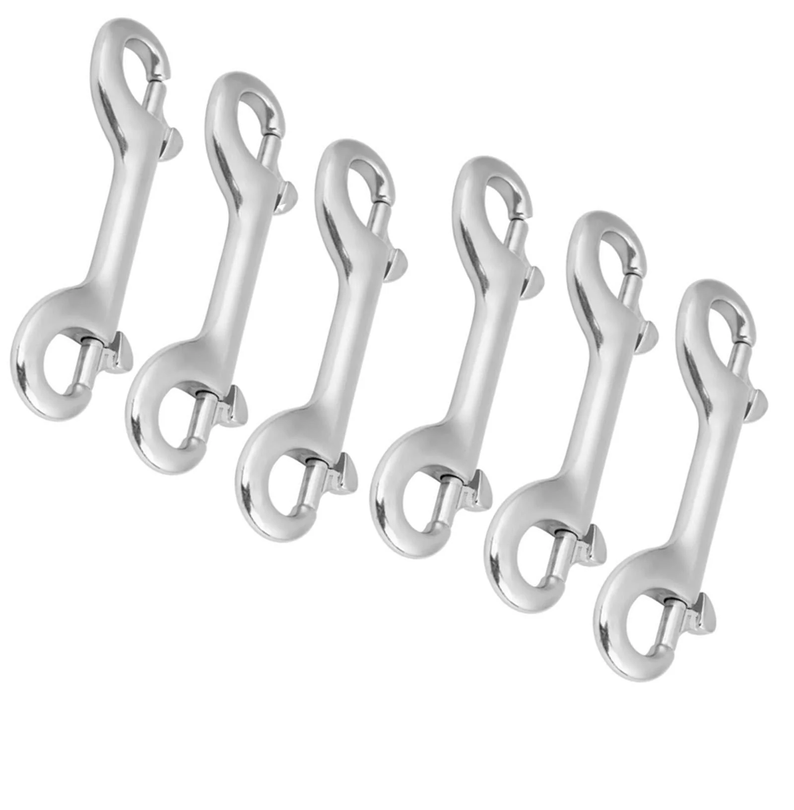 6 Pcs Marine Grade Double Ended Bolt Snap Diving Hook Clips,Scuba Trigger Clip,Large 4-1/2'' 115mm 316 Stainless Steel (Silver)
