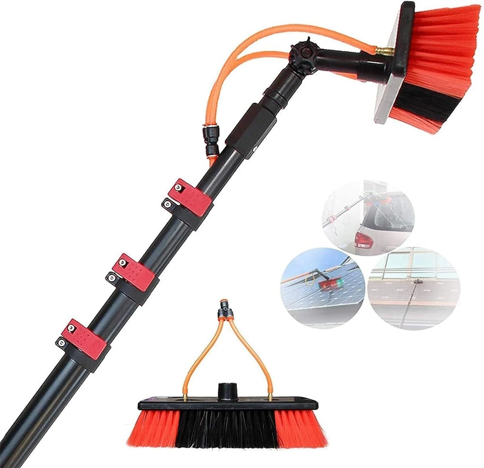 Water Fed Telescopic Brush Photovoltaic Panel Cleaning Window Cleaning Pole Extendable Cleaner Conservatory Roof Cleaning Tools (Color : 12ft/3.6m) - DEMCAY
