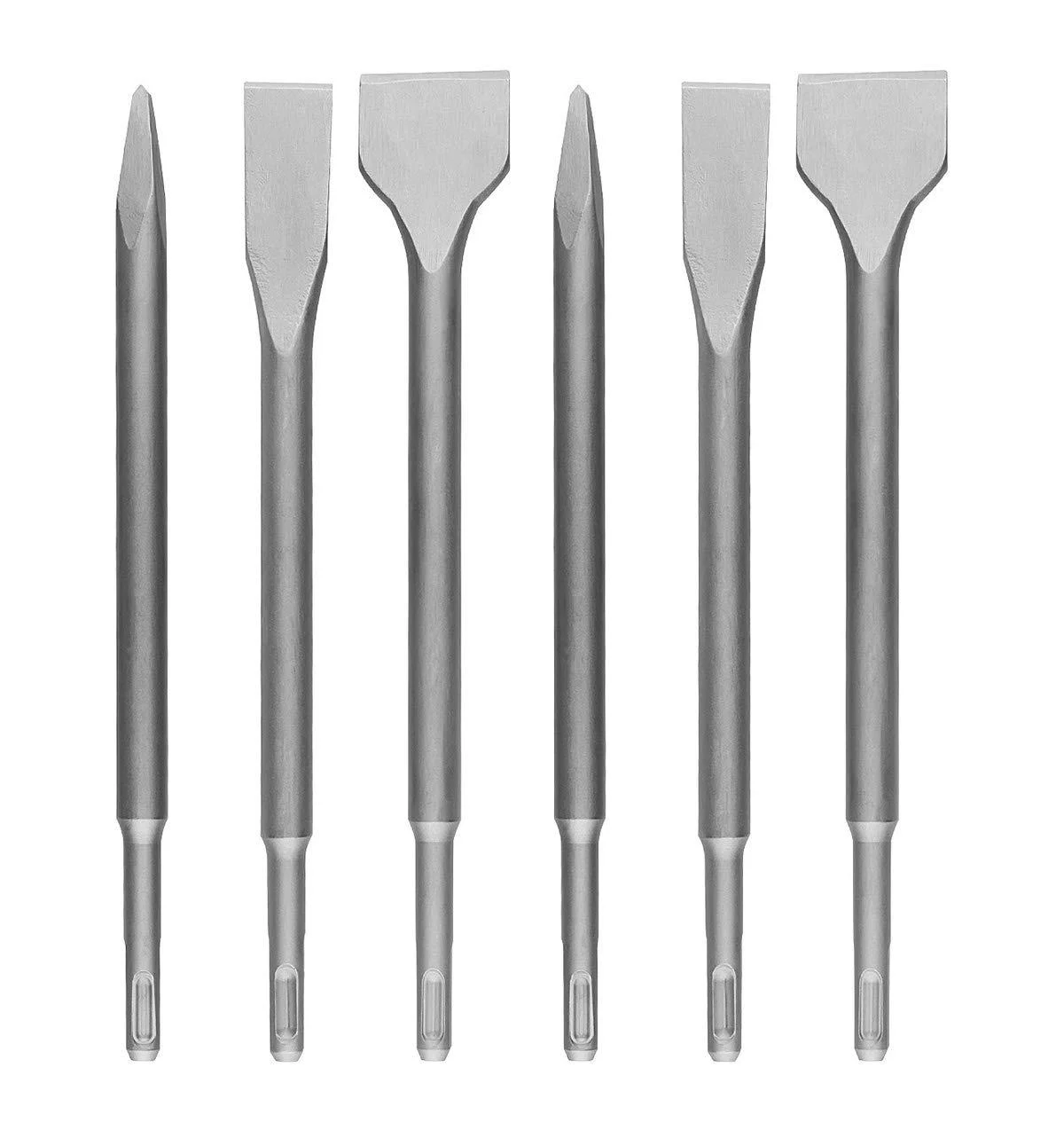 6-Piece SDS Plus Chisel Set, CertBuy Concrete Drill Bit Set Rotary Hammer Bits Chisel Set Including Point Chisel, 20mm Flat Chisel, 40mm Flat Chisel
