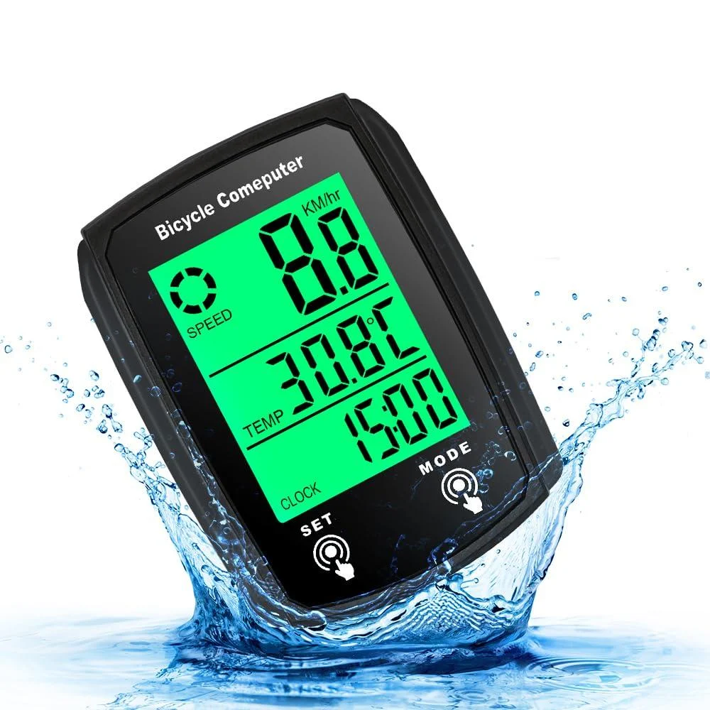 Fiotha bicycle computer digital 19 functions waterproof bicycle tacho LCD automatic wired mileage bike backlight cycling computer for cycling real time speed track