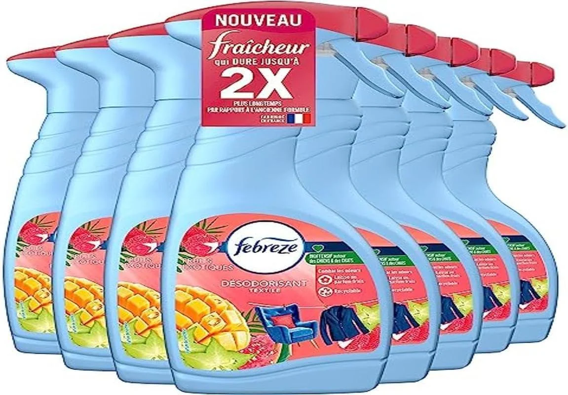 Febreze air freshener for textiles 500 ml exotic fruits odourclear removes smells from their textiles to leave only a fresh fragrance 62.5 ml (8 Pack)