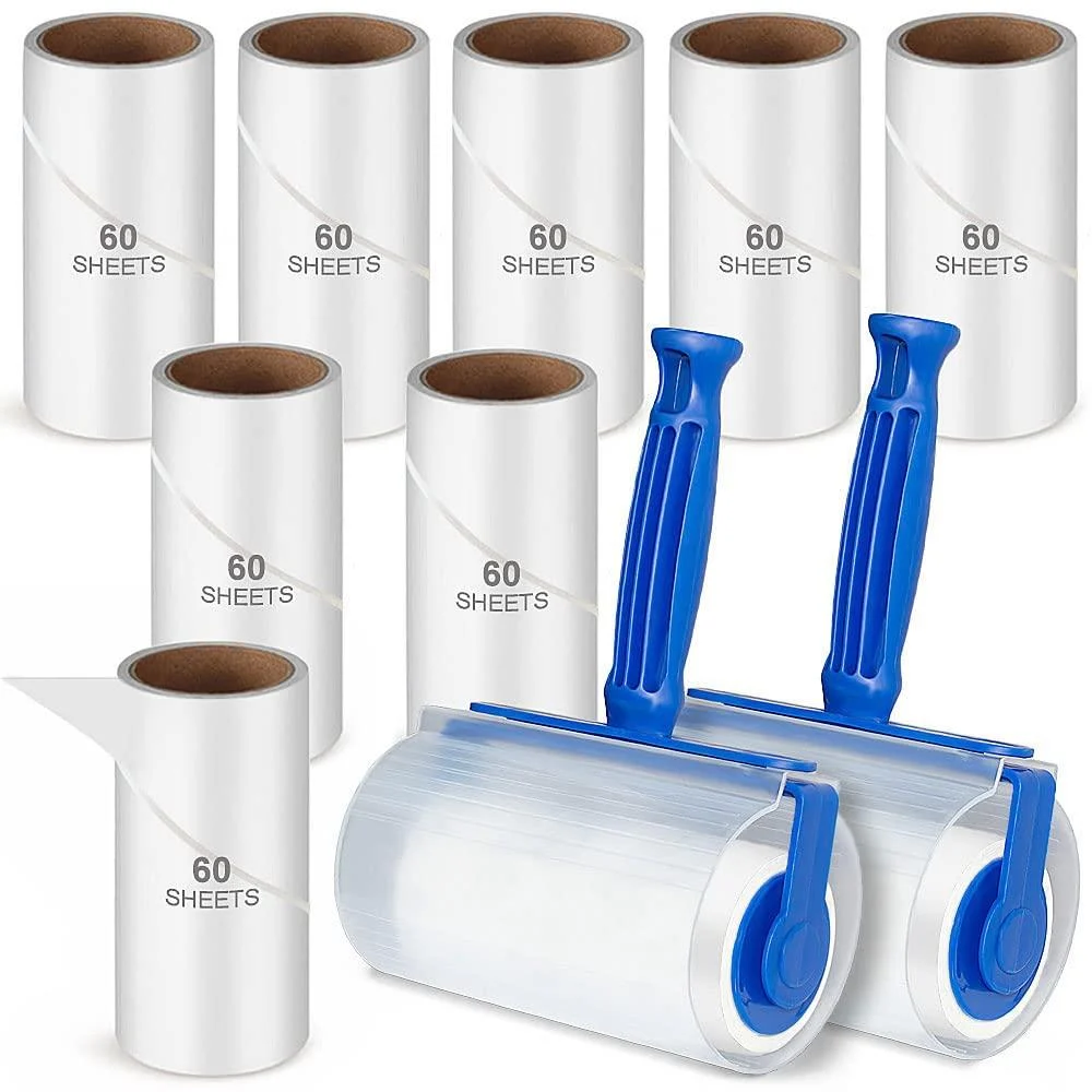 Lint Rollers for Pet Hair Remover Roller Sticky Roller Clothes Brush 600 Sheets Adhesive Roller with 10 Lint Roller Refills & 2 Handles for Coat Fabric Bed Fluff & Dust - Mofeisor