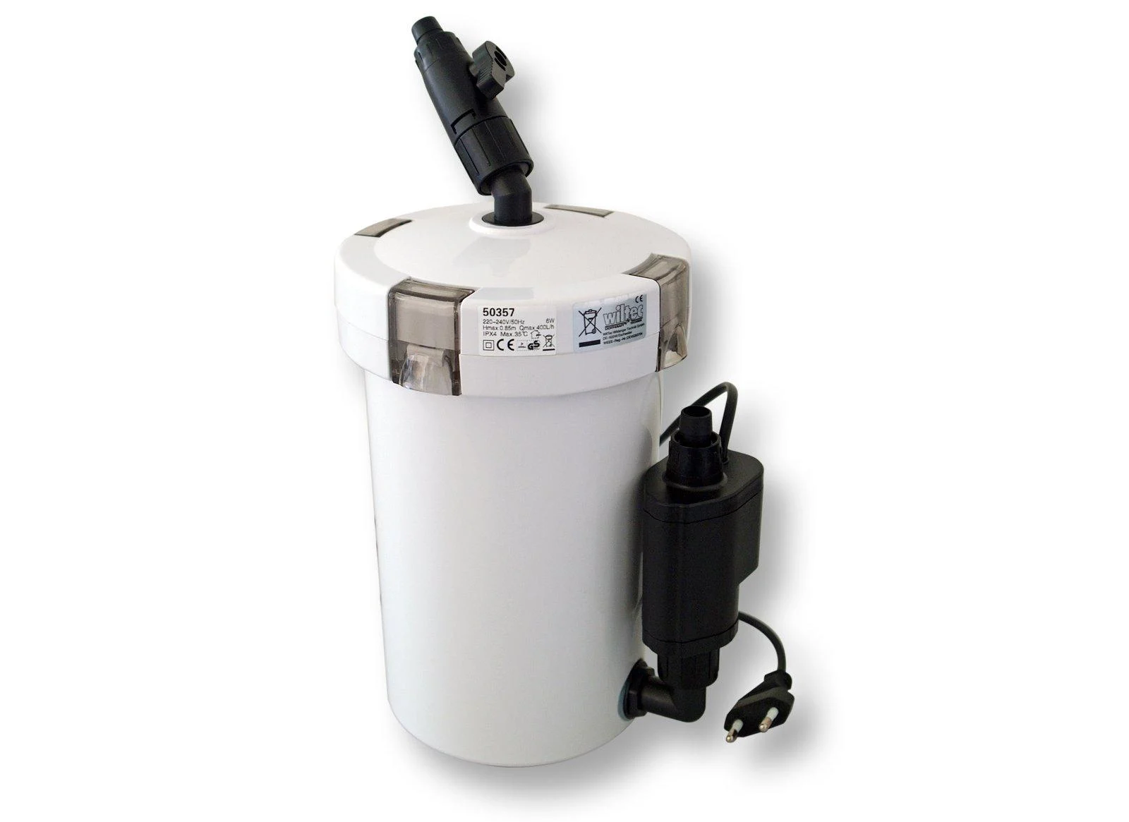 SunSun HW-603B Aquarium external filter 400 L/h with 3 filter sponges and 1 filter fleece filter media filter pump