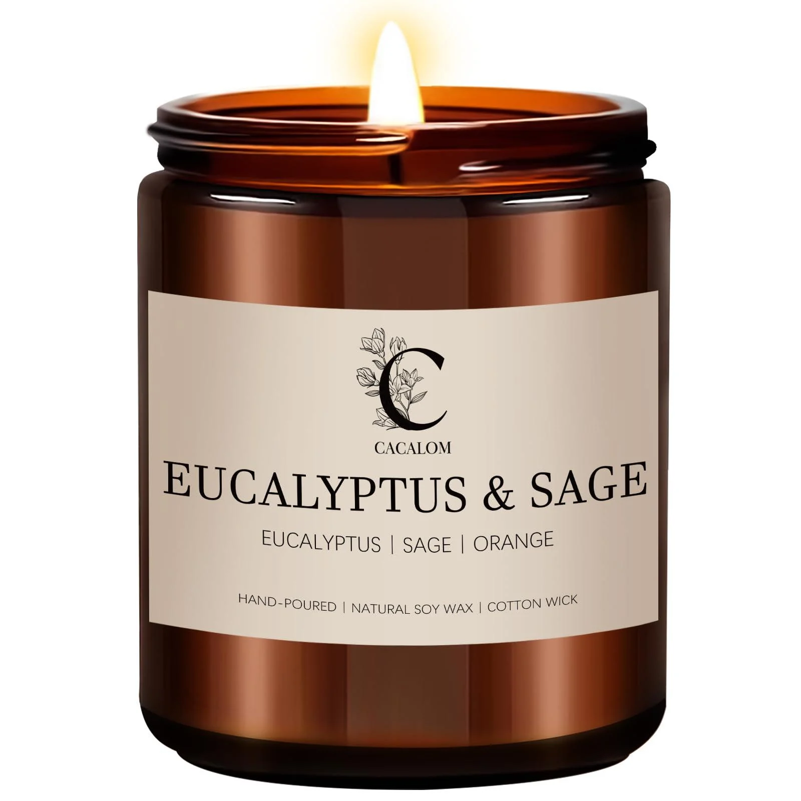 Eucalyptus & Sage Scented Candles Long Lasting Burn Candle for Home Scented Hand Poured Soy Wax Candles for Women and Men 7oz - C CACALOM