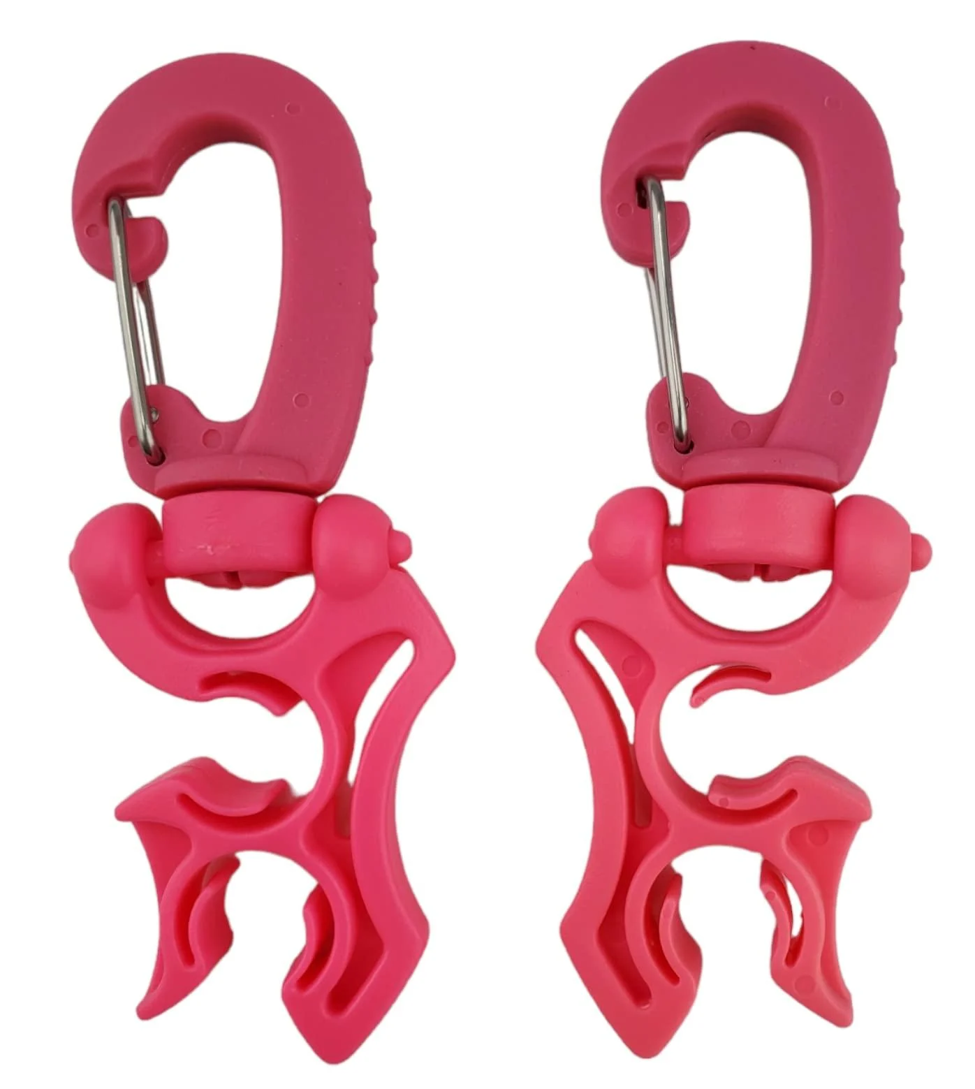 Aquatic Hunt - 2 Pack - Pink Scuba Double Hose Clips, 304 Stainless Steel Closure