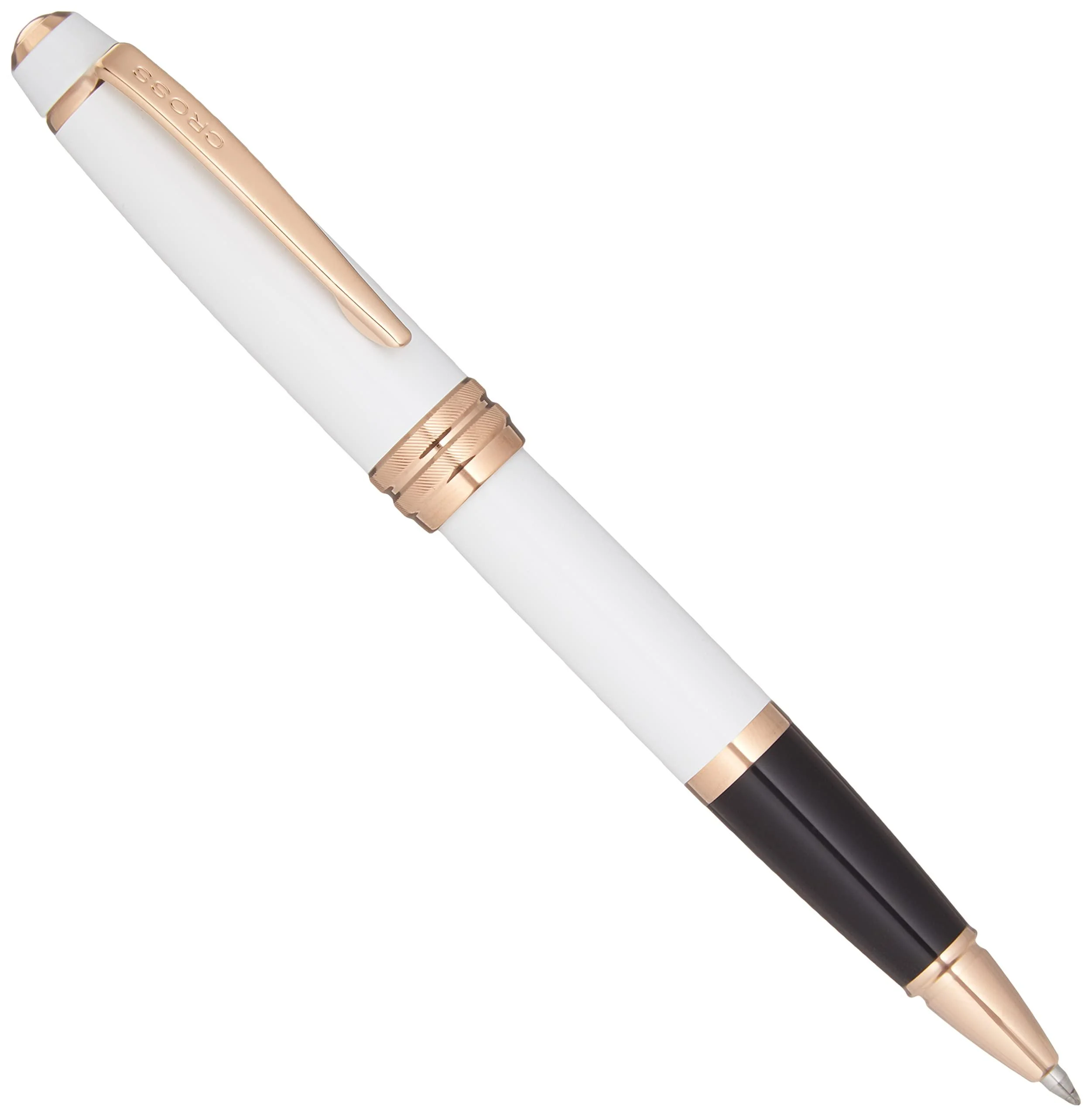 Cross Bailey Pearlescent White Lacquer Rolling Ball Pen with rose gold appointments