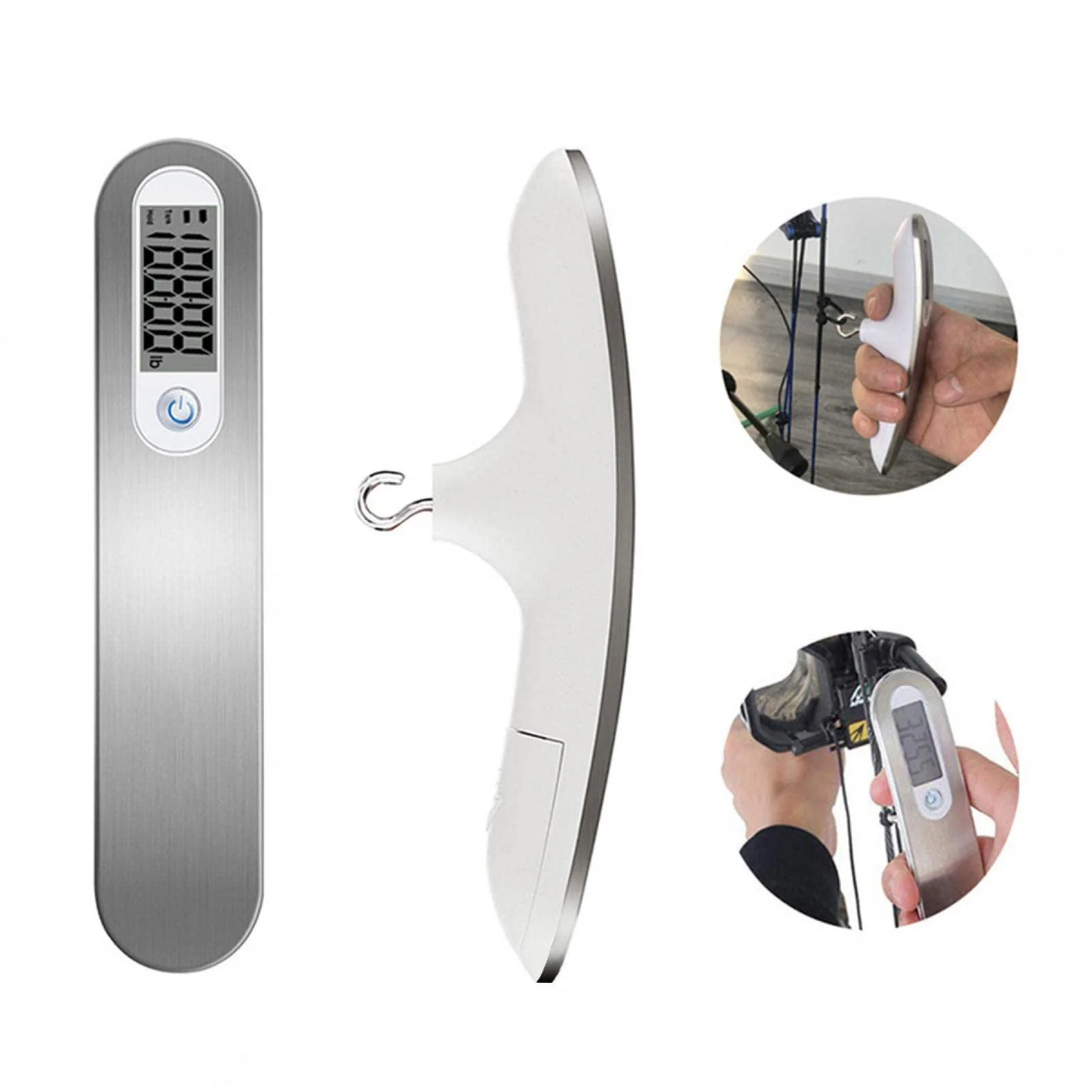 Qotsteos digital archery 110LBS archeryobject223 en Recurve Bozenwaage with LCD display stainless steel sheet pound Libra hunting-g Libra-g P228 (silver)