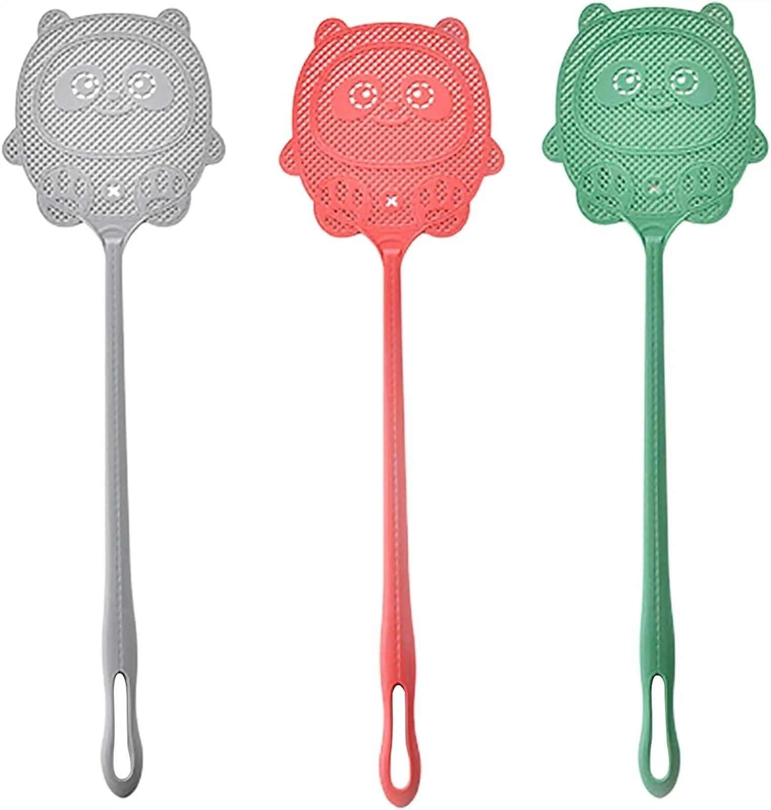 KKRAUS 3 Pack Fly Swatter Manual Durable Plastic Long Handle Fly Swatters Set Home Kitchen Flyswatter for Indoor Outdoor Fly Killer