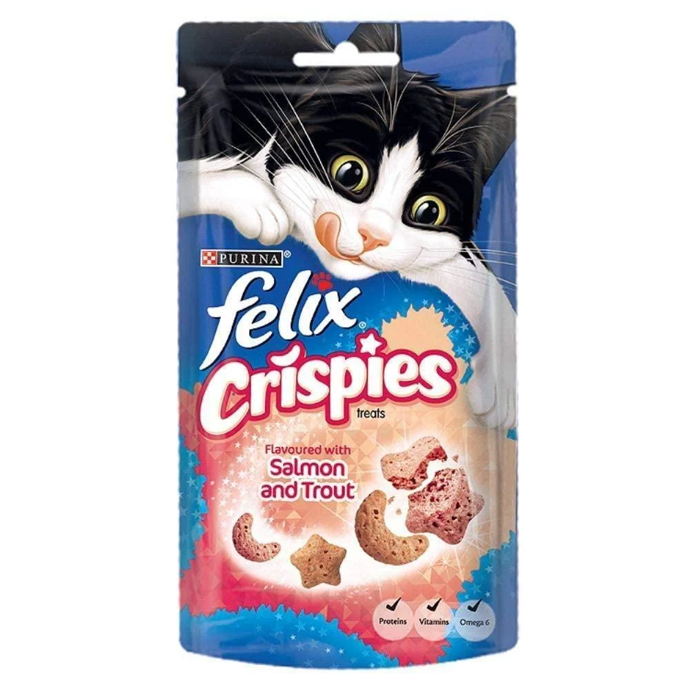 Felix Crispies Cat Treats Salmon and Trout 45g Pack of 8