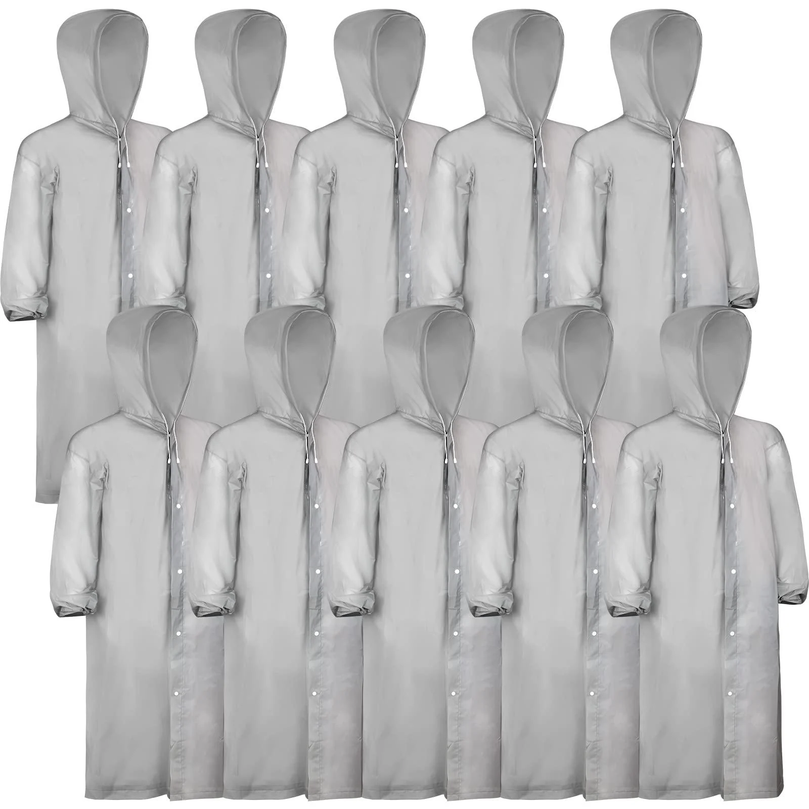 10 Pack Rain Coats for Women Men Reusable EVA Raincoat Lightweight Rain Jacket with Hood Portable Rain Ponchos for Adults Plastic Waterproof Rain Gear for Outdoor Activities - Patelai