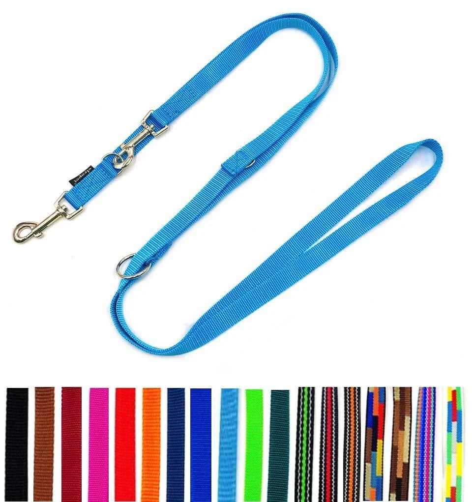 Dog leash double leash adjustable 2m / 2.40m / 2.80m / 3.50m / 5m large dogs 20mm/25mm (turquoise 25mm 2.00m) turquoise 25mm 2.00m - elropet
