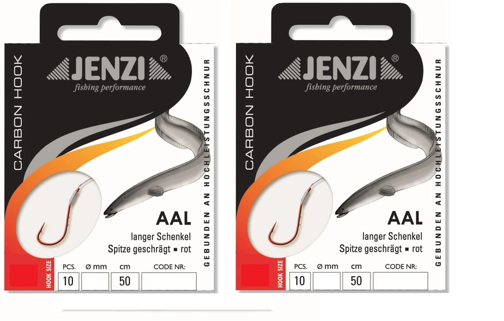 Set: 2 packs bound eel hook from jenzi (20 pieces) on Mono cord beforehand + free Petri Heil!Sticker.(Hook size # 6) - blntackle76