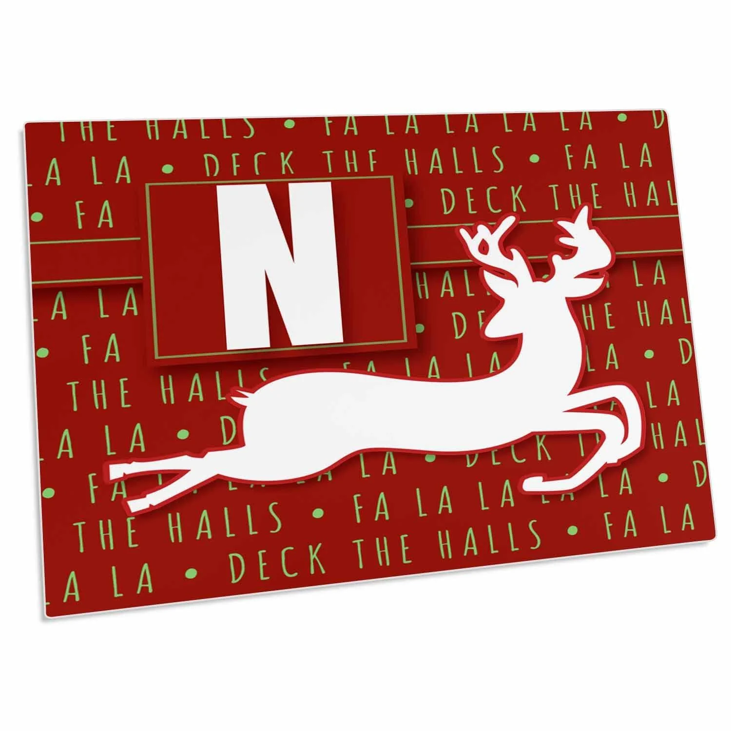 3dRose Letter N Monogram Christmas White Reindeer Deck The... - Desk Pad Place Mats (dpd-262652-1)