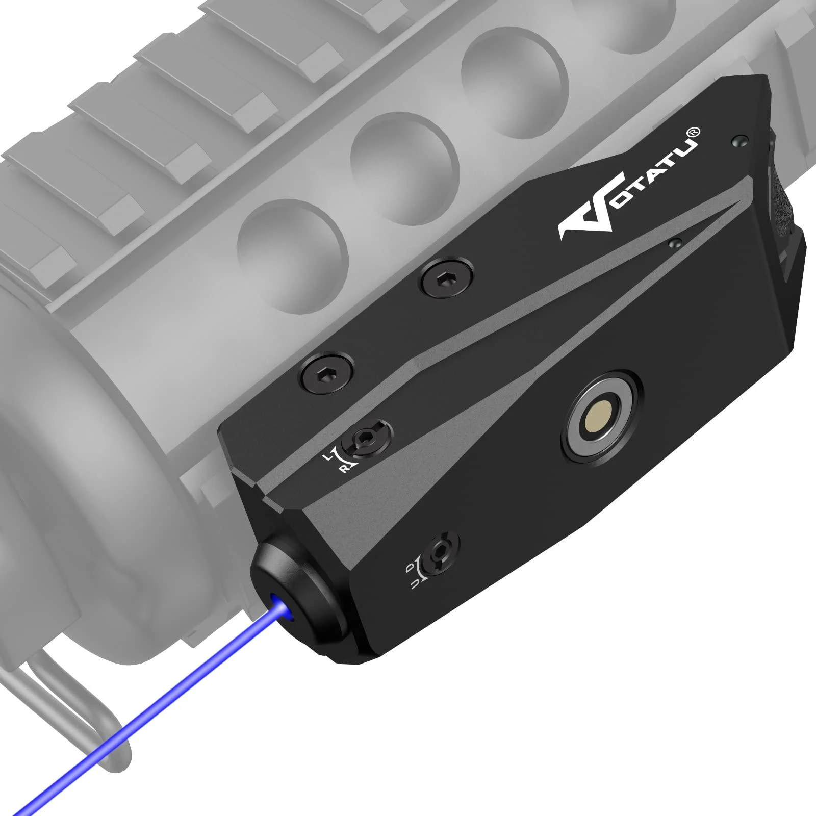 Votatu P4L-B Blue Laser Sight for Picatinny, Tactical Rifle Laser Beam with Strobe Function, USB Magnetic Rechargeable