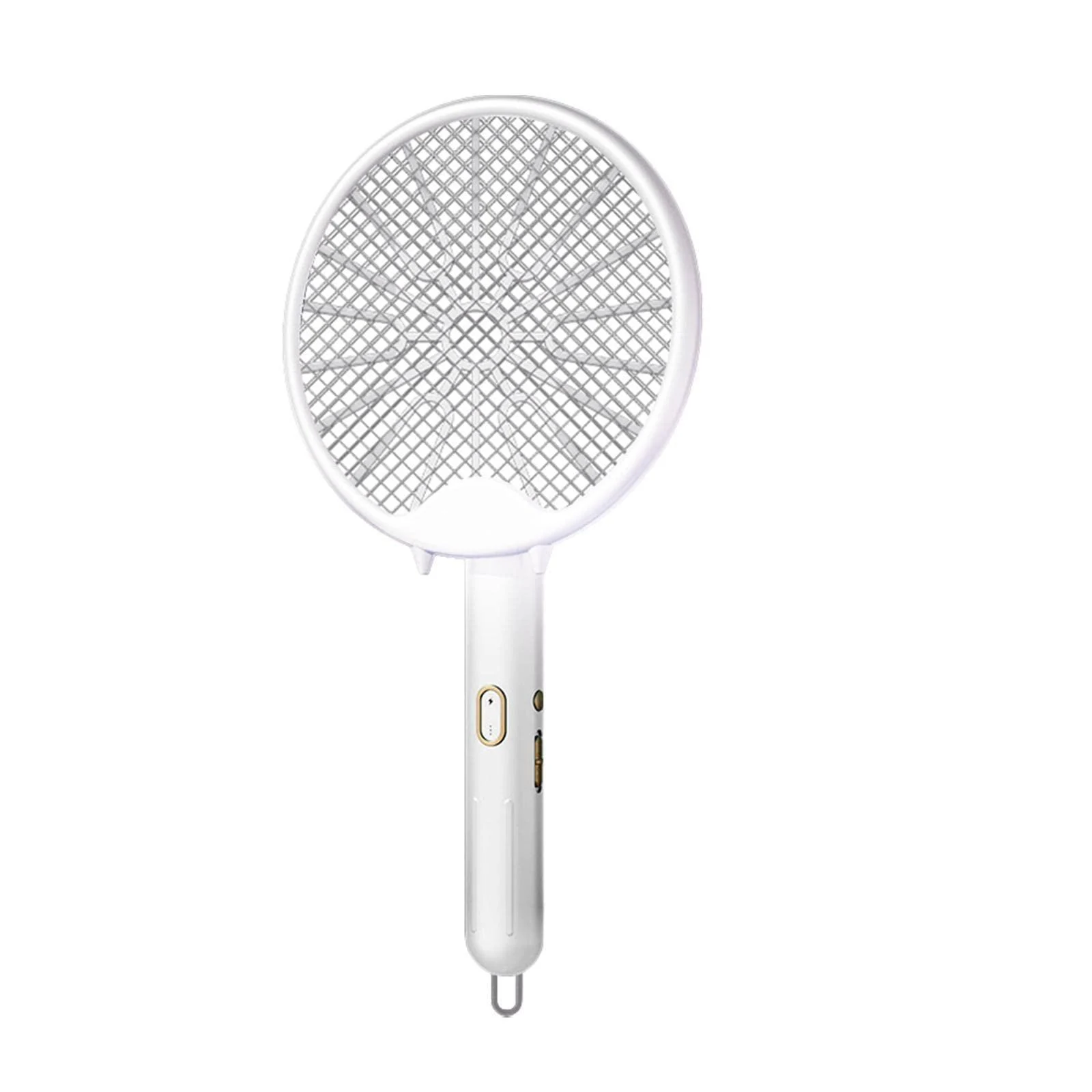 Racket USB Rechargeable Fly Racket - Foldable Fly Swatter Racket 3000 Volts Fly for Buggs Fly Killers for Travel Outdoor Camping (White)