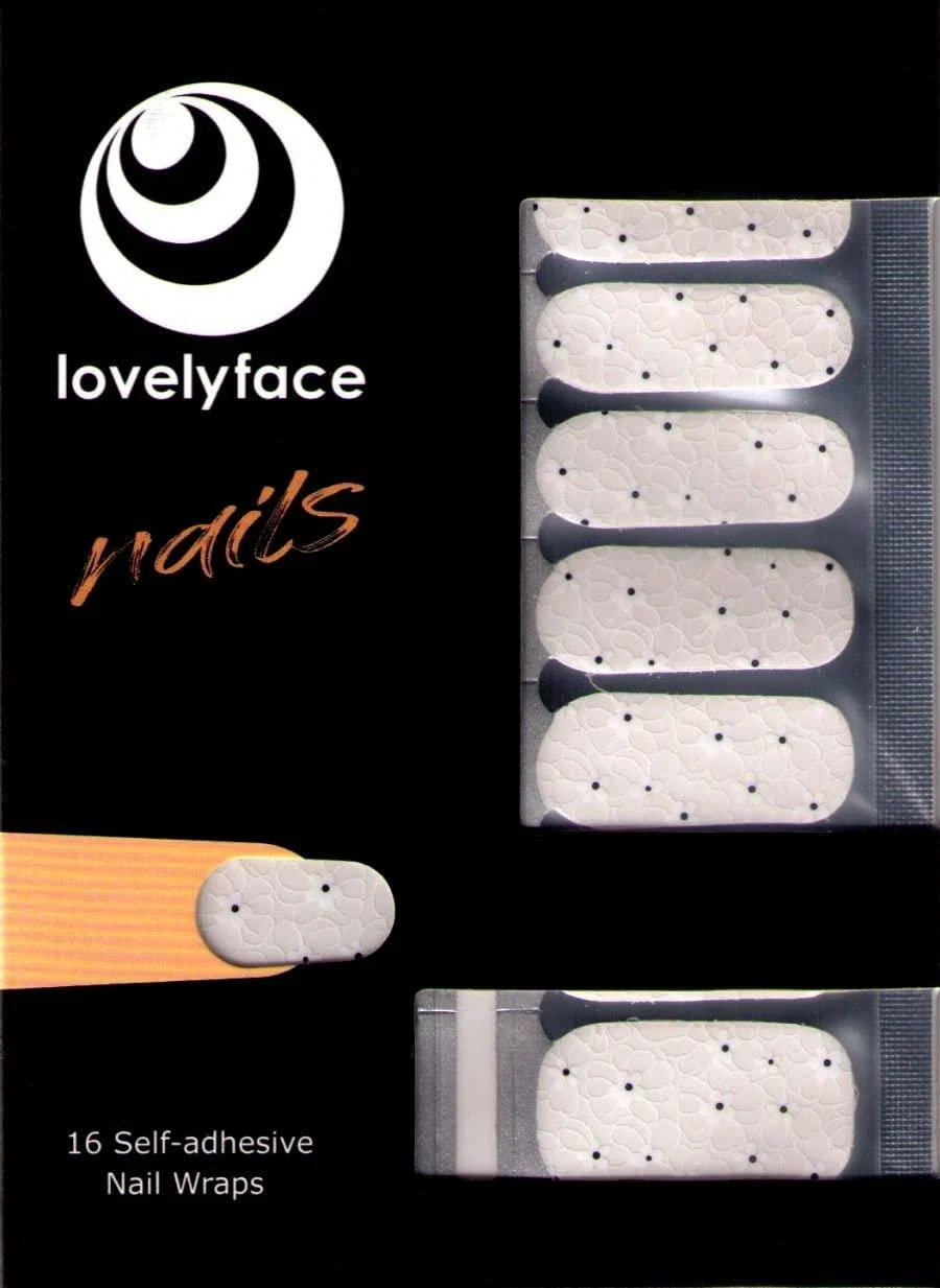 Lovelyface Nails - "Soft Touch" Transparent with Pattern Exclusive Nail Wraps - 16 Thin Self-Adhesive Long-Lasting Nail Foils - Non-Toxic
