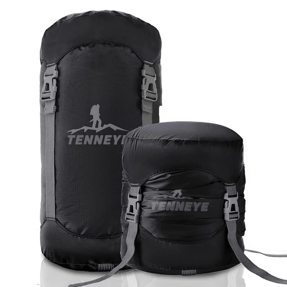 Tenneye Compression Sack for Sleeping Bag, 50% More Storage! 8L/15/25L/35L/ Ultralight Stuff Water-Resistant Bag Sack, Backpacking, Camping, Black Black 25L