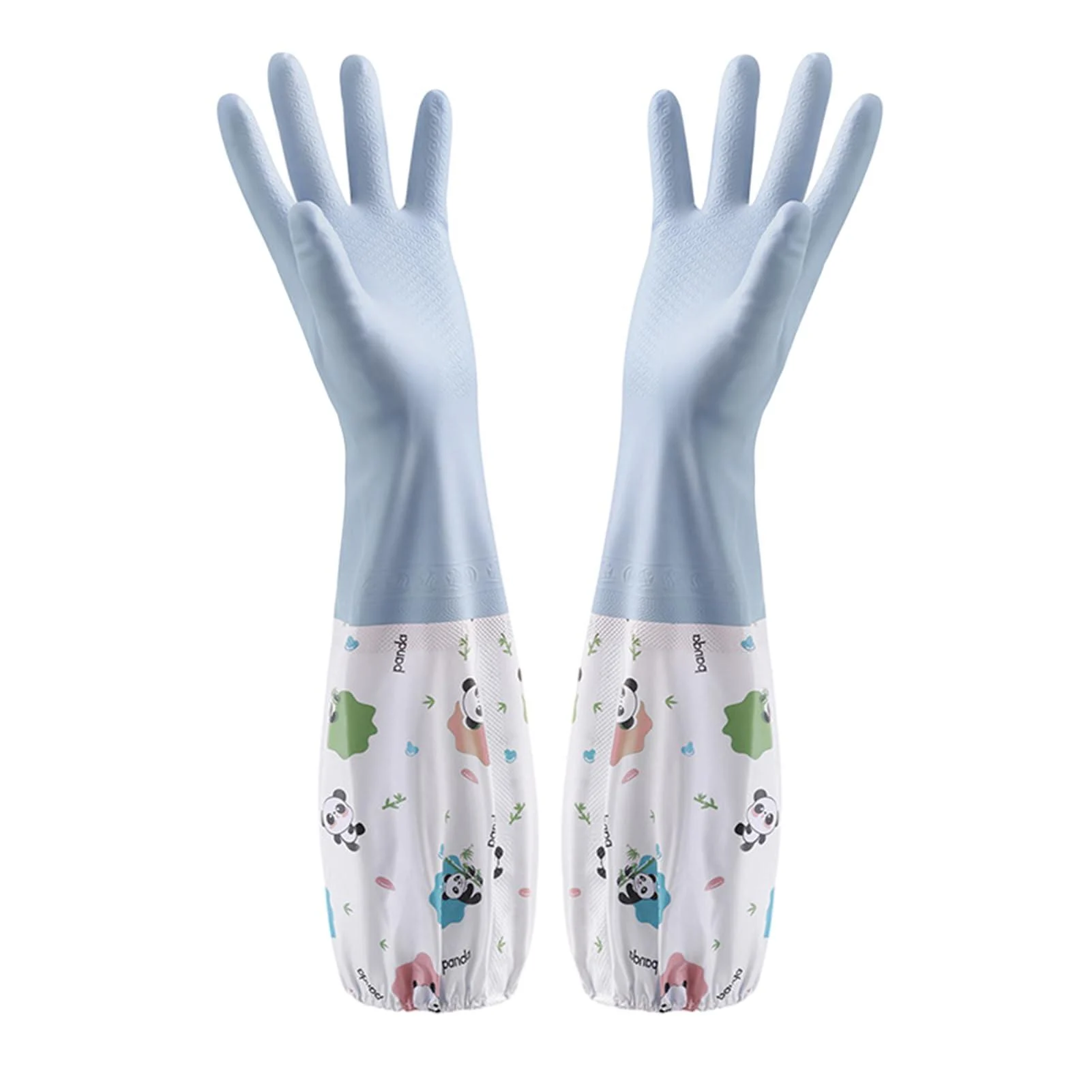 Erhigher Panda Cleaning Gloves 1 Pair Cute Pattern Waterproof Durable Dishwashing for Household Kitchen Large Blue