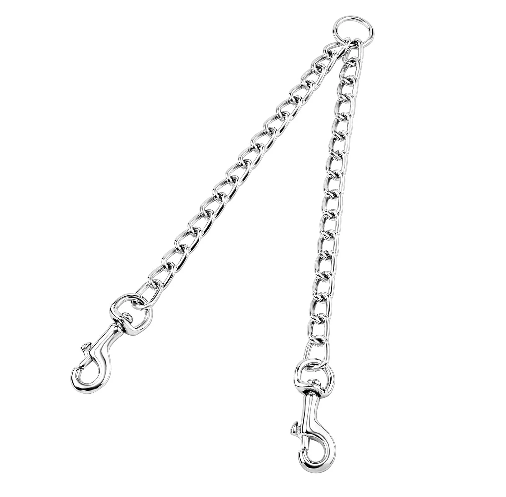 HAPPY HACHI Double Dog Heavy Duty Steel Chain Lead Walking Leash for 2 Dogs S-3.0mm*50cm