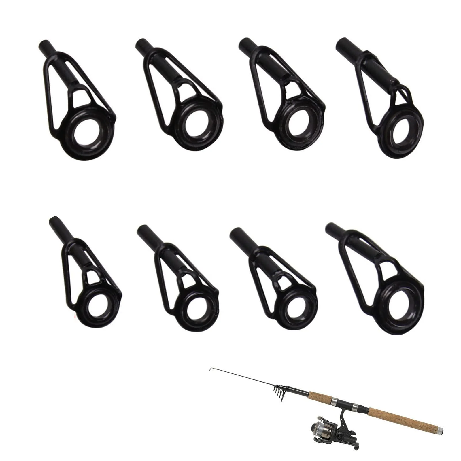 Angelrute repair kit 8 rod tips repair set fishing rod guide rod rings Spider rods stainless steel ceramic top rings tip tops lace repair kit fishing accessories for salt water lake water fish - Cerioll