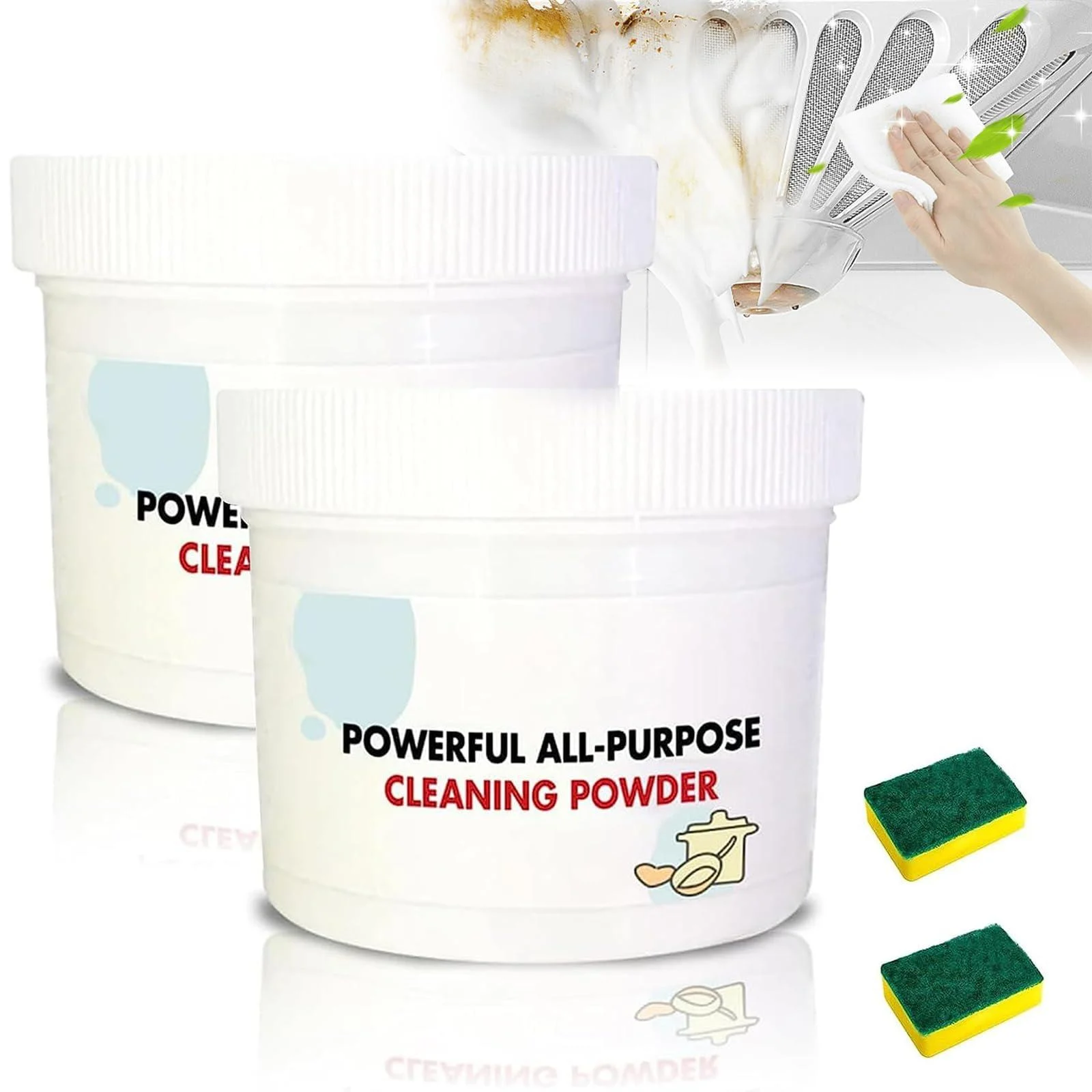 Powerful Kitchen all Purpose Powder Cleaner Pousbo Kitchen Cleaning Powder for Grease Kitchenware Stubborn Stains Cleaner Foam Rust Remover Kitchen Cleaner (BB) - EXNOX