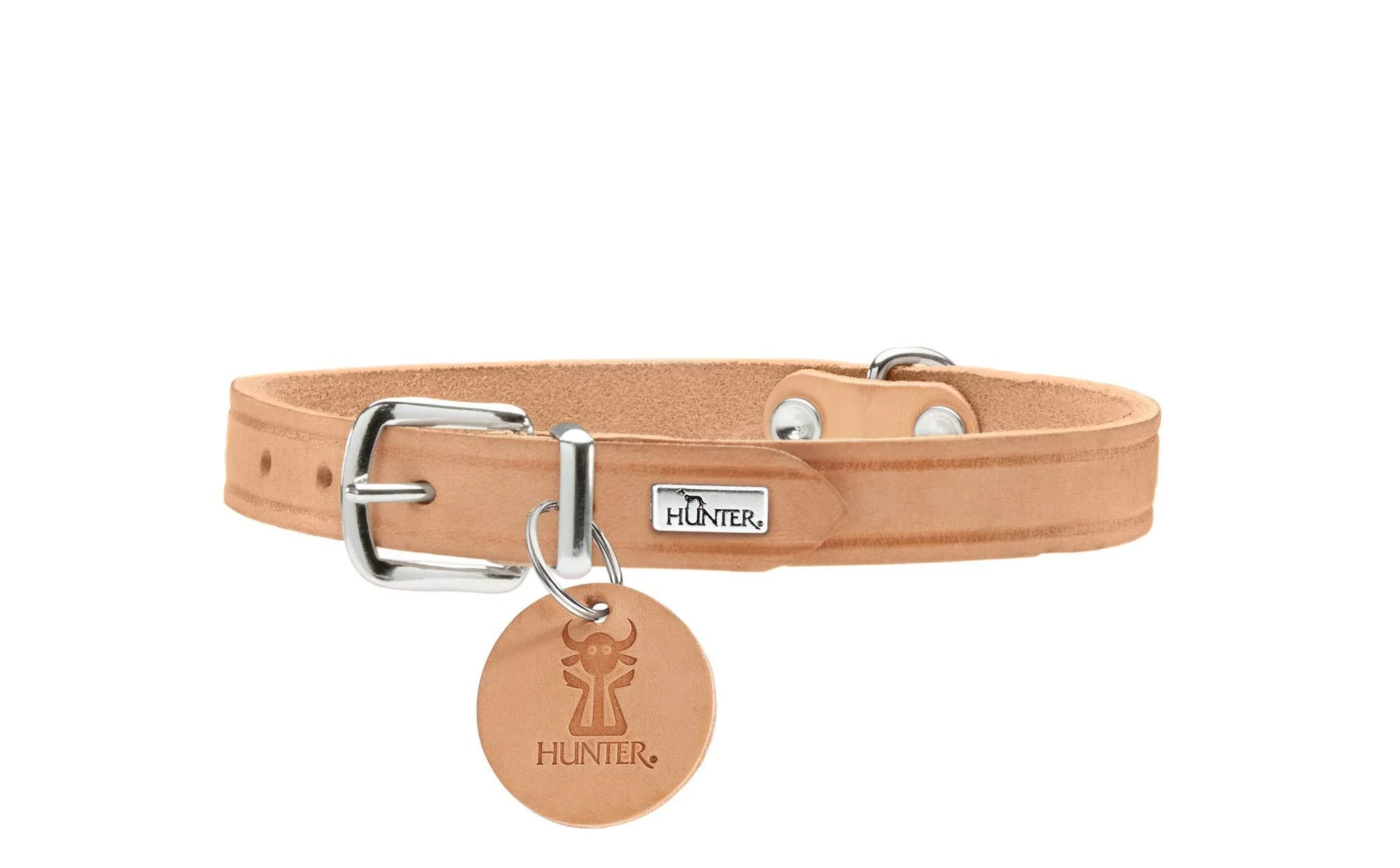 HUNTER AALBORG dog collar leather simple robust comfortable 32 (XS) natural natural 32 (XS)