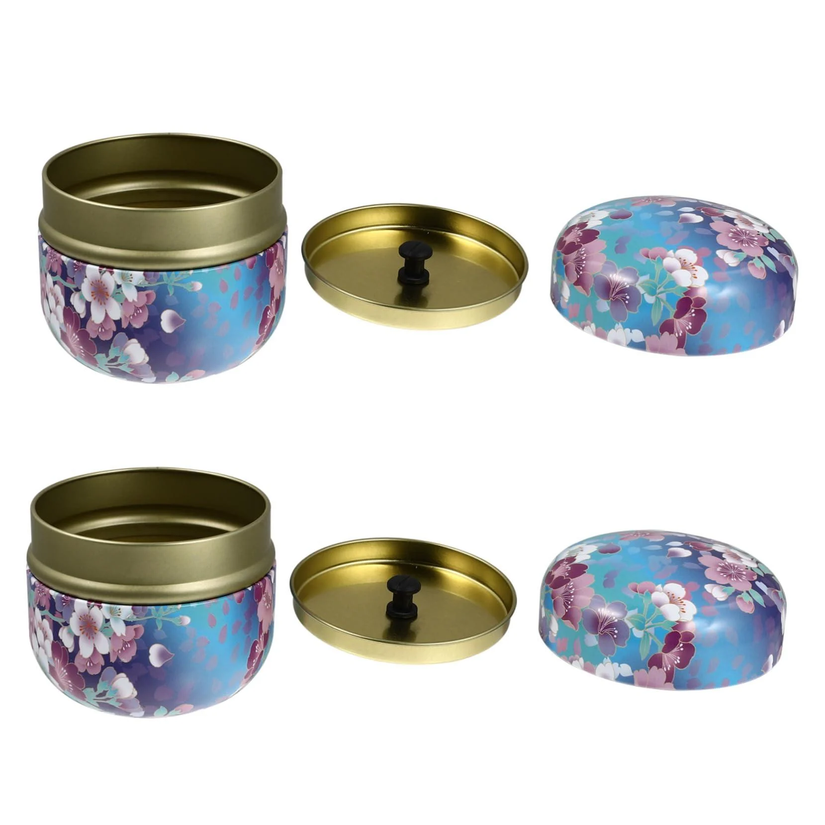 OUNONA 2pcs Tea Cans Loose Powder Cans Tinplate Chocolate Box 1