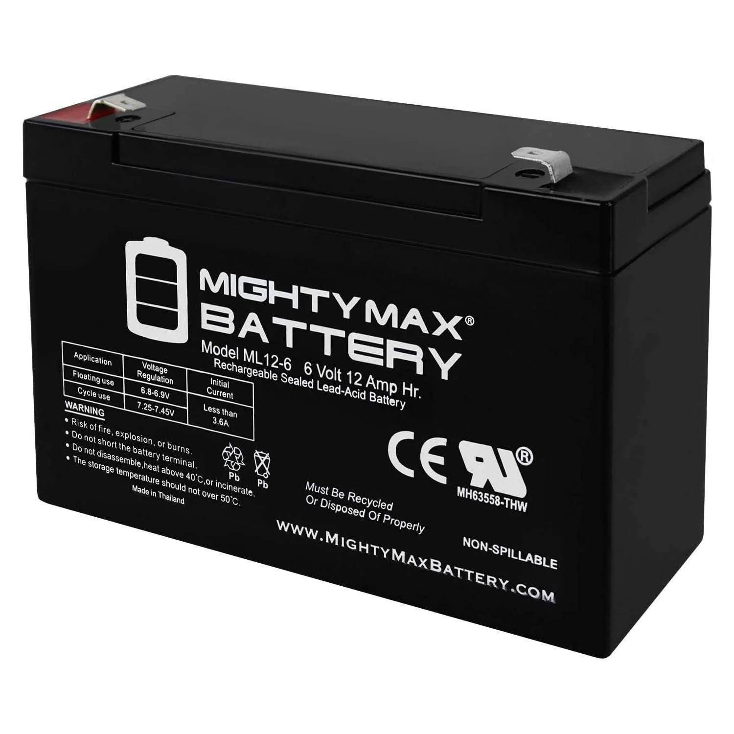 Mighty Max Battery 6V 12AH F2 Battery Replacement for DURA6-12F