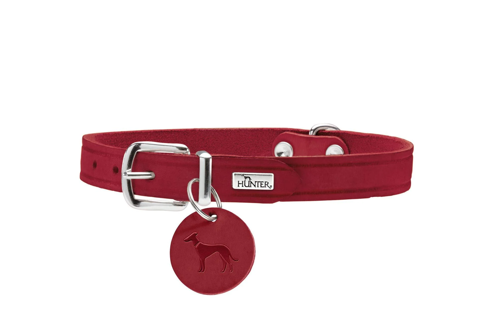 HUNTER AALBORG dog collar leather simple robust comfortable 47 (SM) red red 47 (SM)