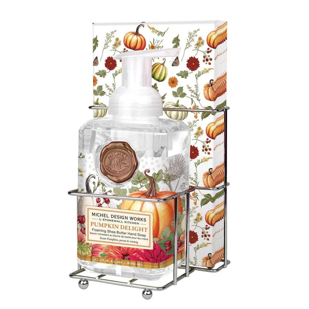Michel Design Works Scented Foaming Hand Soap and Napkin Caddy Set Pumpkin Delight