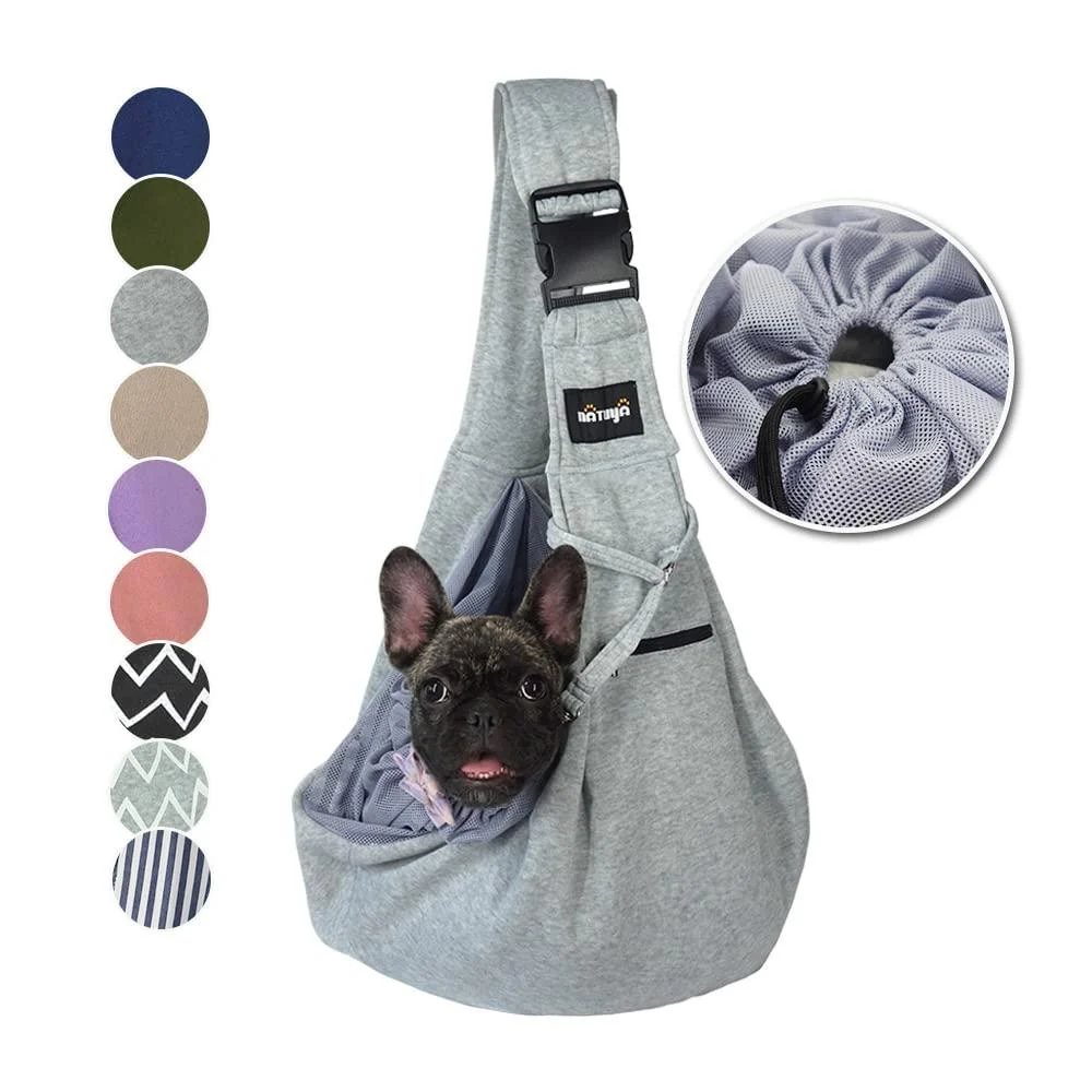 Dog carrier bag carrying bag for dogs natuya carrier with mains bag for carrier dogs cat hands free pet bag-buckle network pocket pocket pocket (gray) gray for pets 5-15 lbs