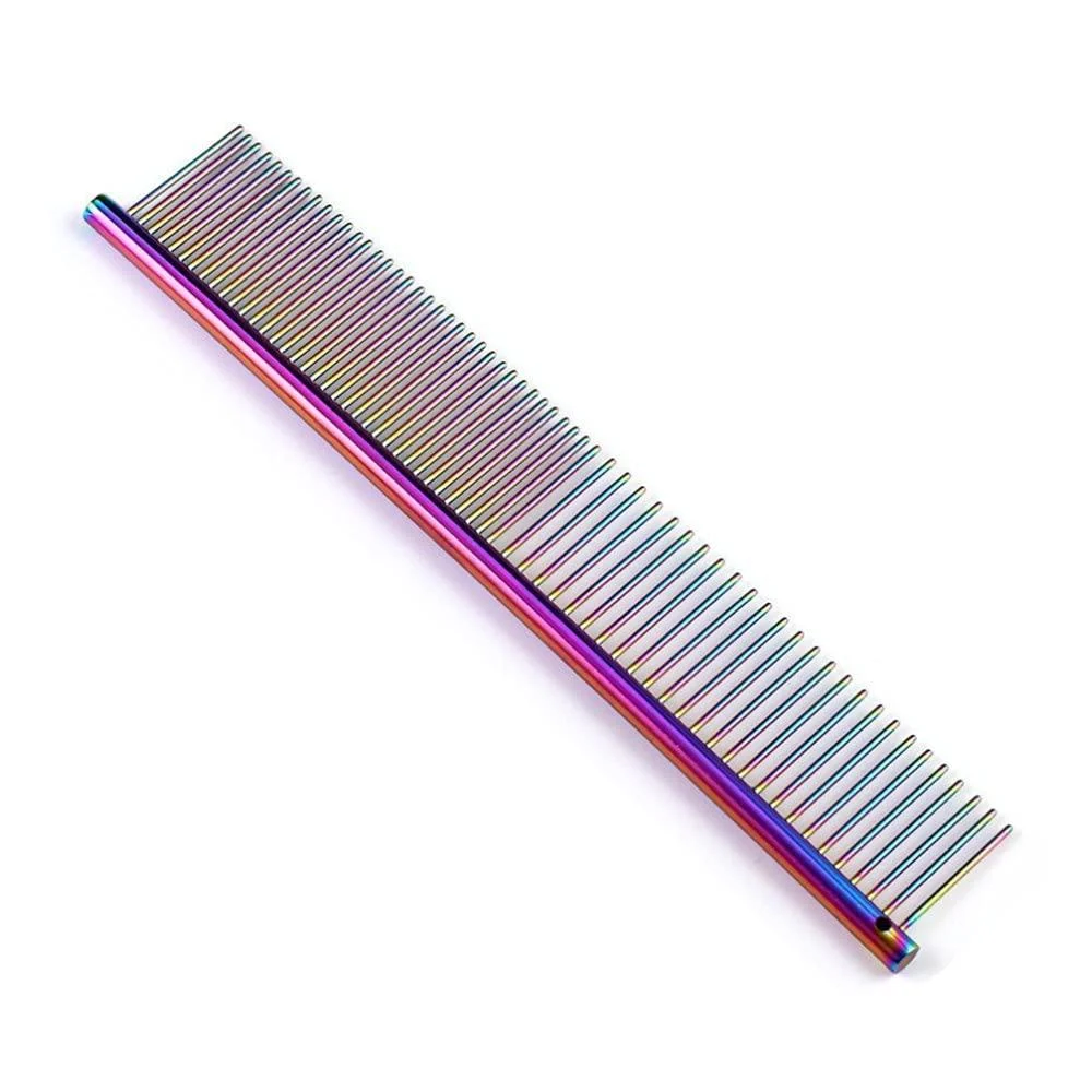 1 Piece Pet Comb Stainless Steel Dog Comb Cat and Dog Metal Comb Pet Detangling Grooming Tool for Small Large Medium Animals Cats Horses - KODAA