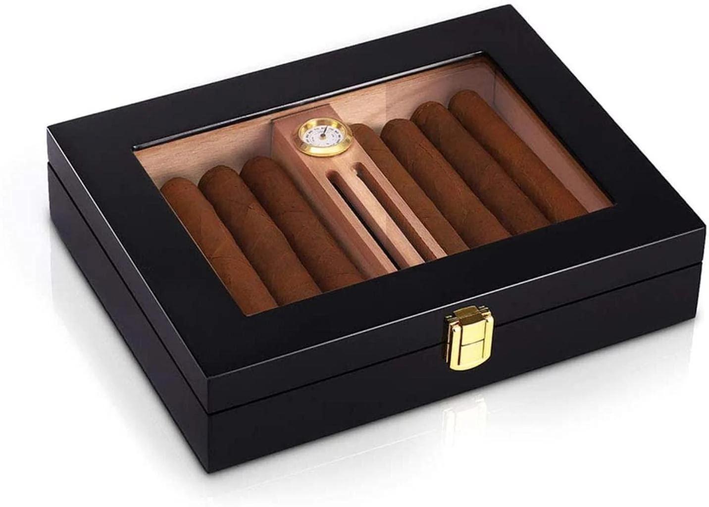 Cigar Humidor Box Cigar Case with Humidifier Hygrometer Glass Humidors Decorative Box - HGIYA