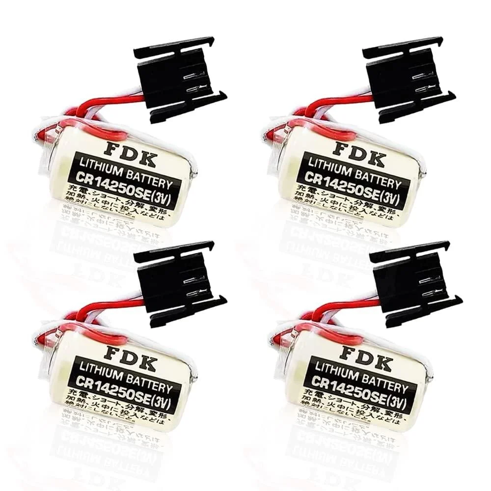 4PCS Replacement for FDK CR14250SE 3V 1/2AA PLC Battery with 3 Prong Plug for 1747-BA Backup Power Supply