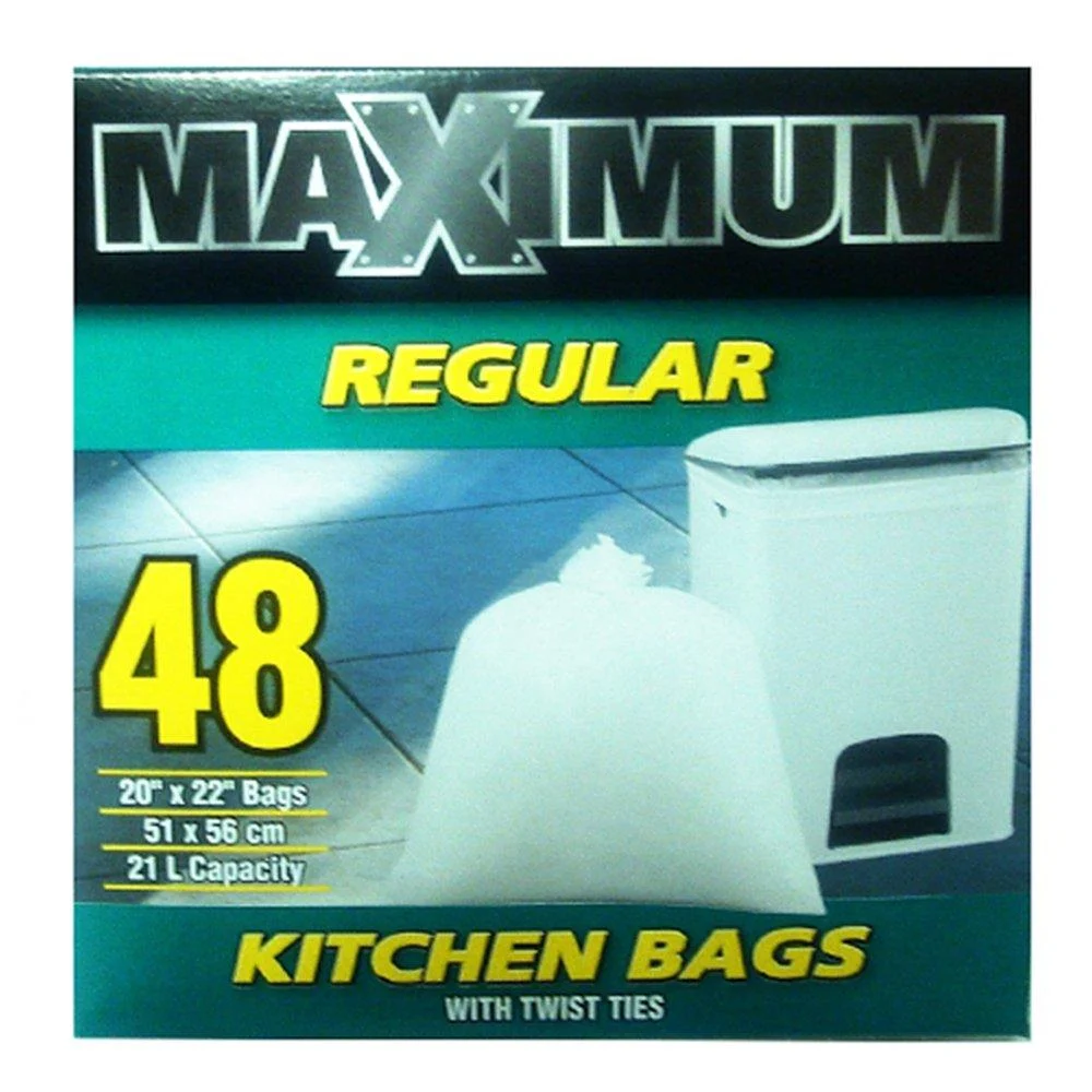 Maximum Regular Kitchen Bags With Twist Ties (48 Bags) 402001