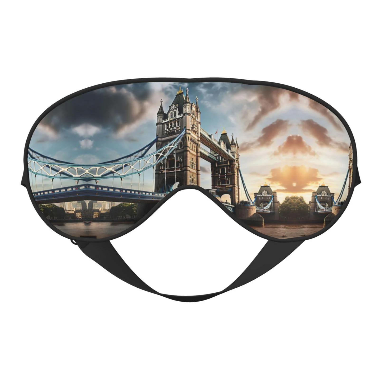 SSIMOO Historic Old Tower Bridge London Print Ultra-Soft Light-Blocking Eye Mask for Optimal Comfort and Restful Sleep Black