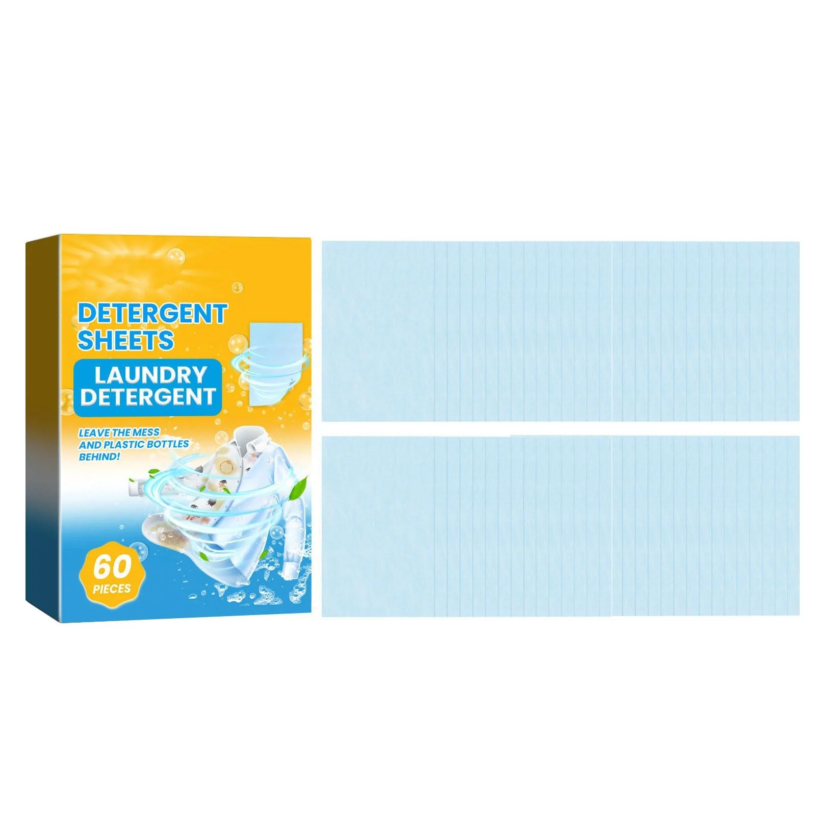60 Sheets Laundry Detergent Sheets Liquidless Laundry Detergent Travel Laundry Sheets for Home Dorm Travel Camping 1 Box - BOGEEL
