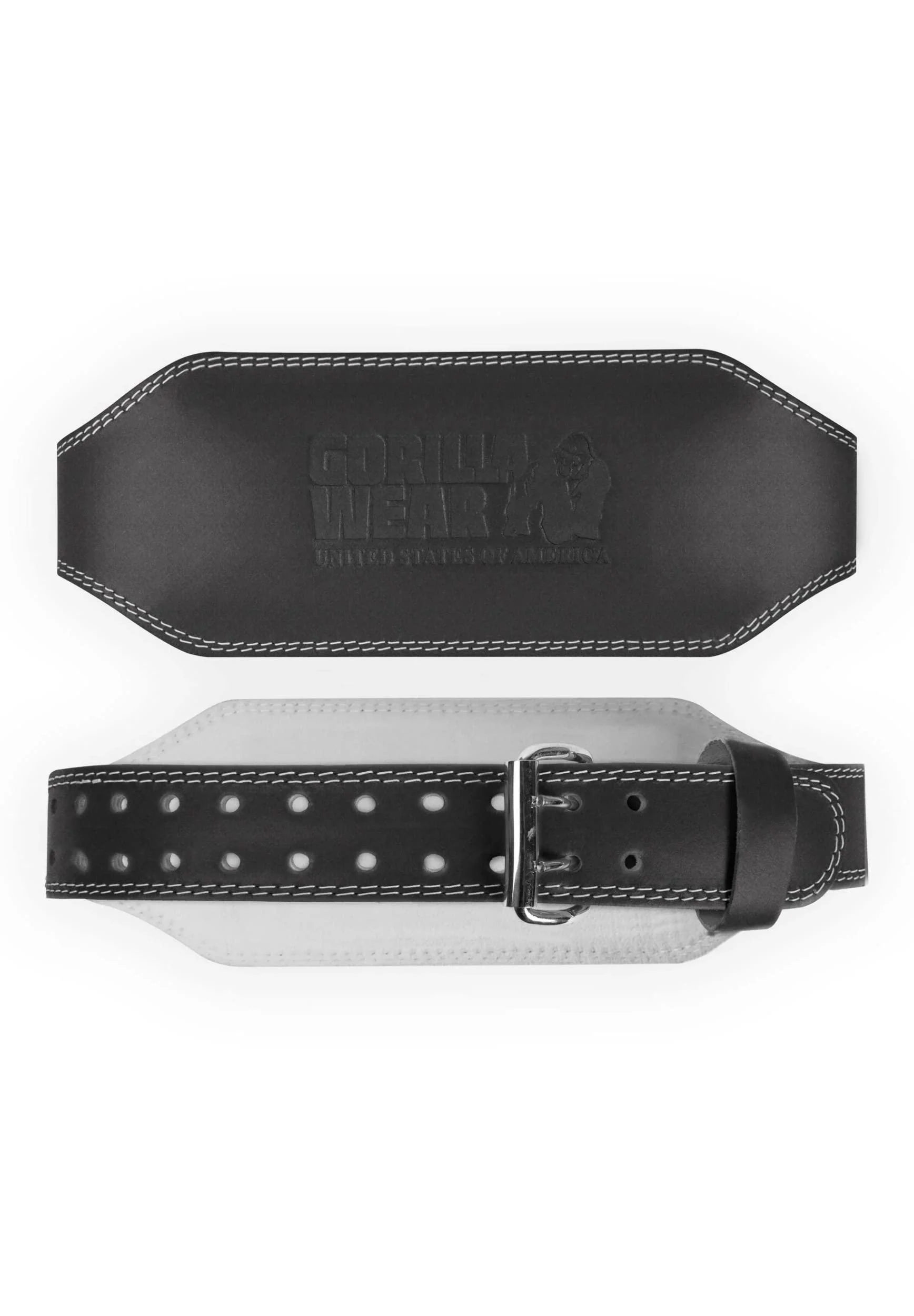 Gorilla Wear - 6 Inch Padded Leather Lifting Belt - Black/Black - Bodybuilding Strength training Gym Training Weightlowing Support Stabilization with Logos for Sports Aus Leather S -M Black